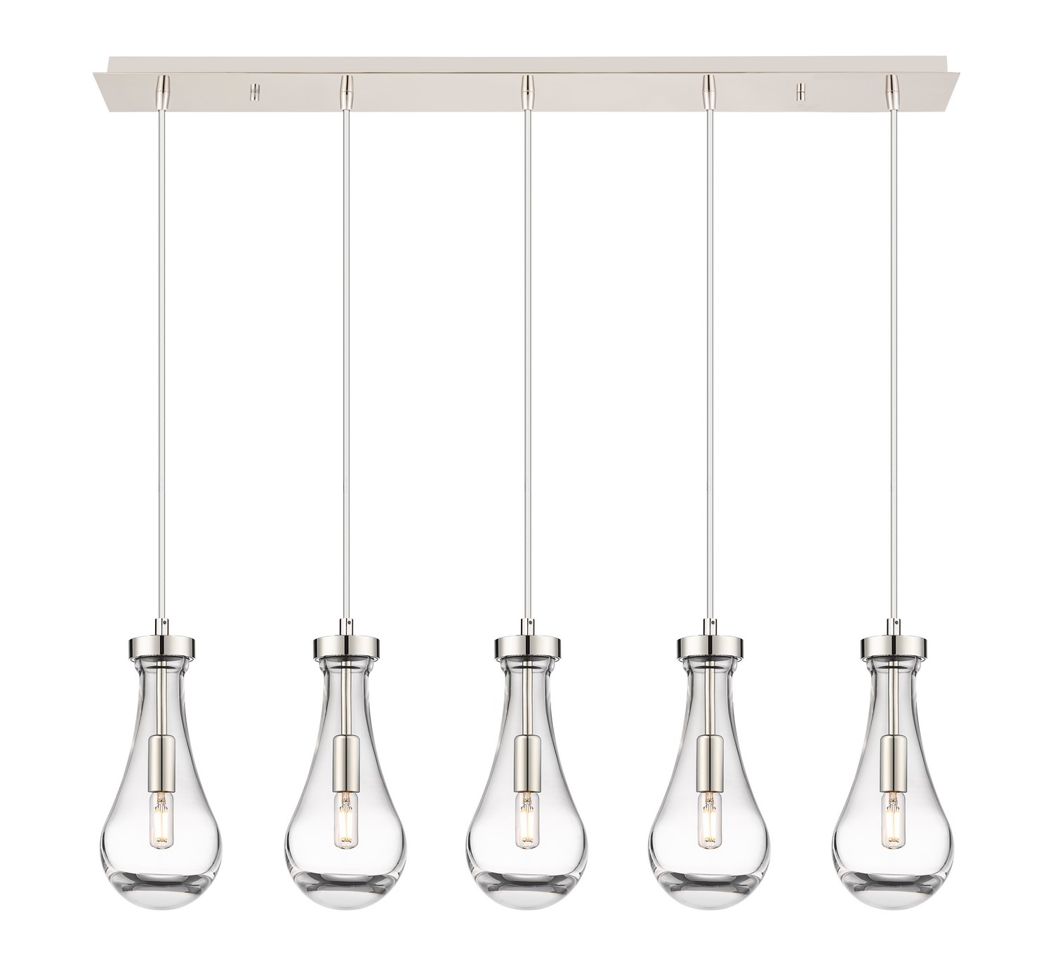 Five Light Linear Pendant by Innovations - Downtown Urban Collection, Polished Nickel Finish - 125-451-1P-PN-G451-5CL