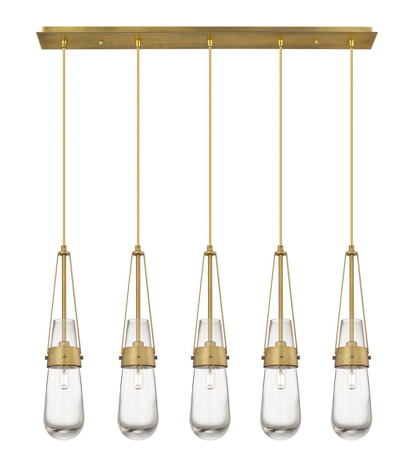 Five Light Linear Pendant by Innovations - Downtown Urban Collection, Brushed Brass Finish - 125-452-1P-BB-G452-4CL