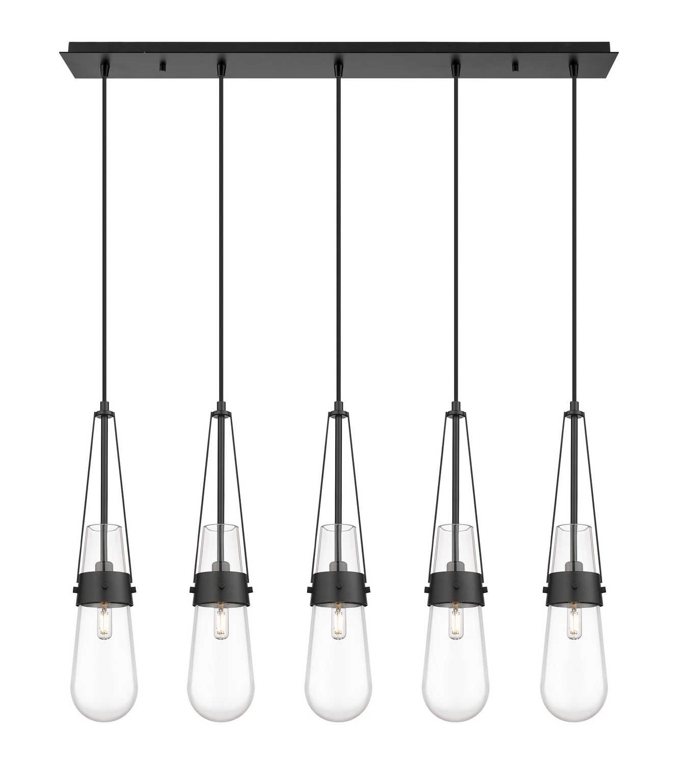 Five Light Linear Pendant by Innovations - Downtown Urban Collection, Matte Black Finish - 125-452-1P-BK-G452-4CL