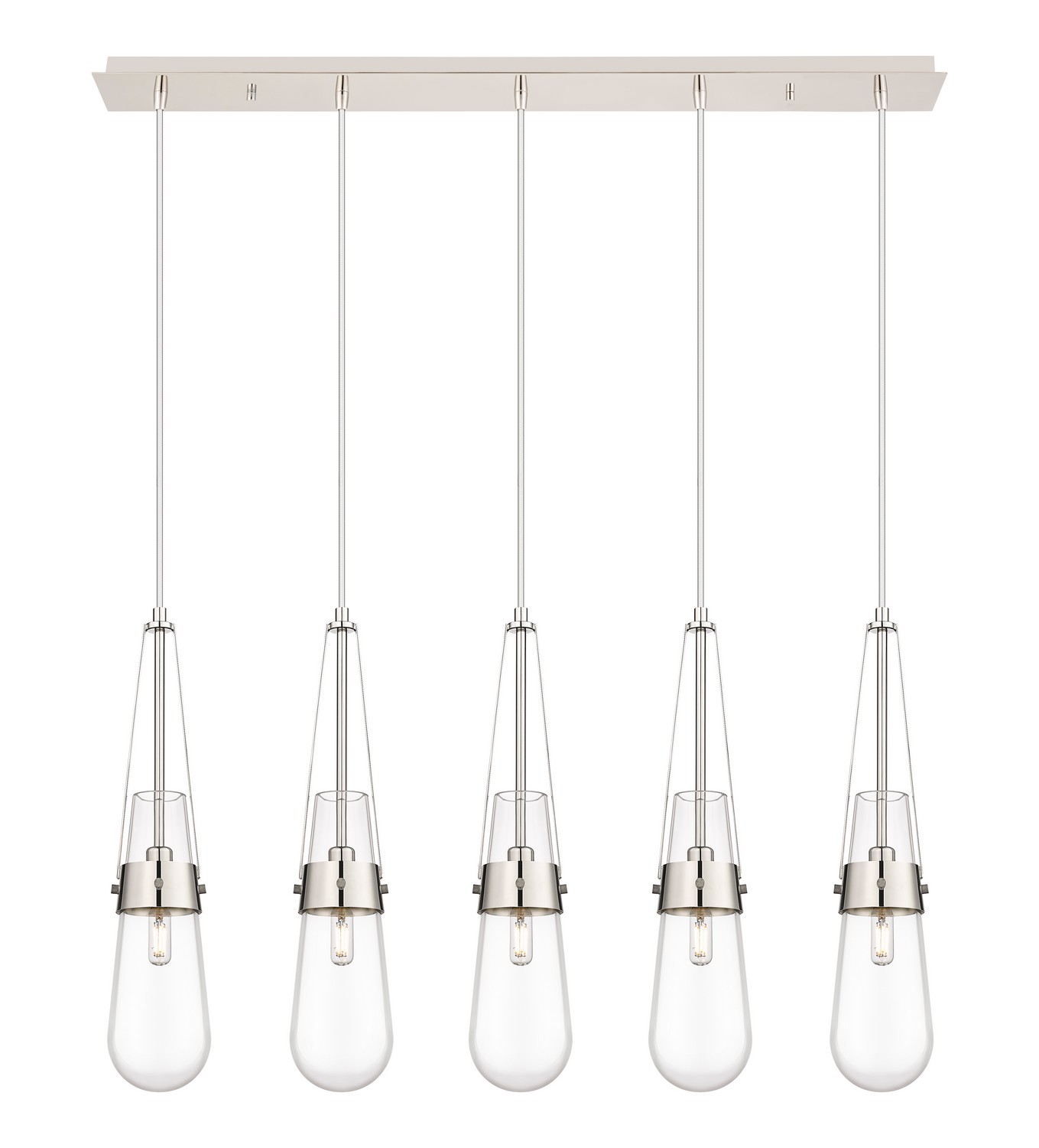 Five Light Linear Pendant by Innovations - Downtown Urban Collection, Polished Nickel Finish - 125-452-1P-PN-G452-4CL