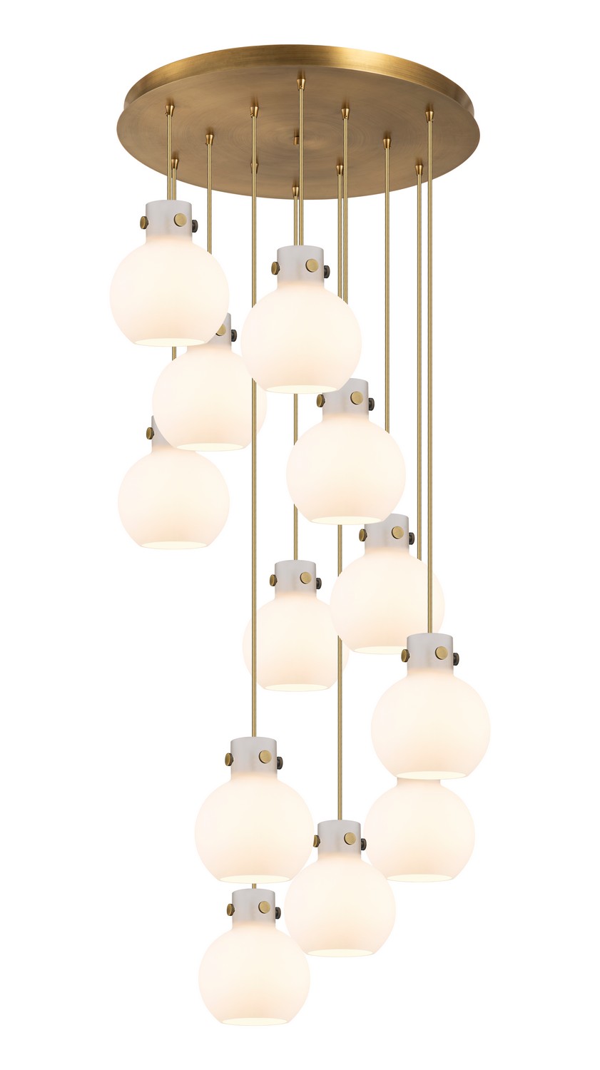 12 Light Pendant by Innovations - Newton Collection, Brushed Brass Finish - 126-410-1PS-BB-G410-8WH