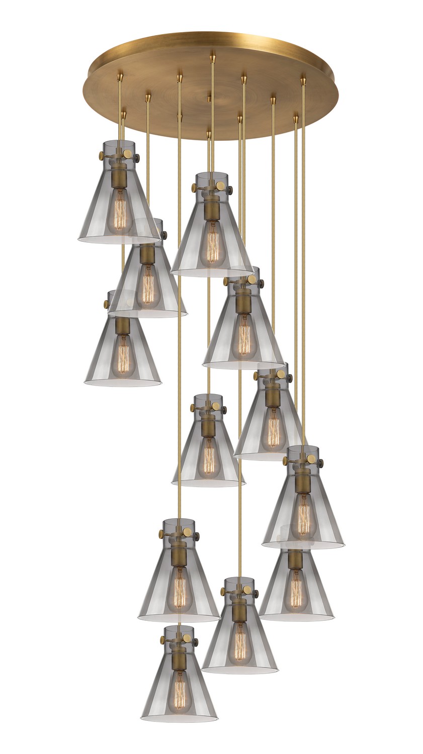 12 Light Pendant by Innovations - Downtown Urban Collection, Brushed Brass Finish - 126-410-1PS-BB-G411-8SM