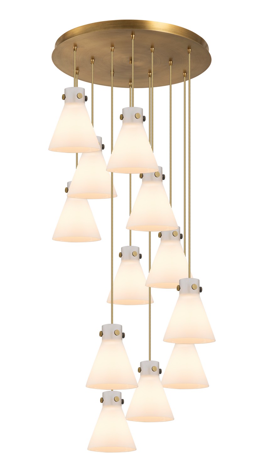 12 Light Pendant by Innovations - Downtown Urban Collection, Brushed Brass Finish - 126-410-1PS-BB-G411-8WH