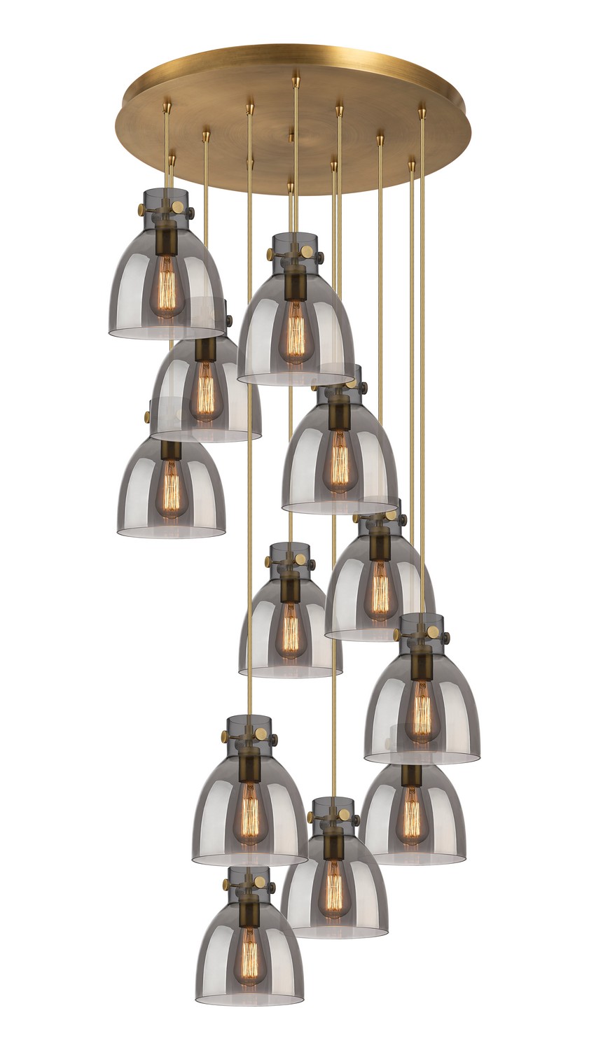 12 Light Pendant by Innovations - Downtown Urban Collection, Brushed Brass Finish - 126-410-1PS-BB-G412-8SM