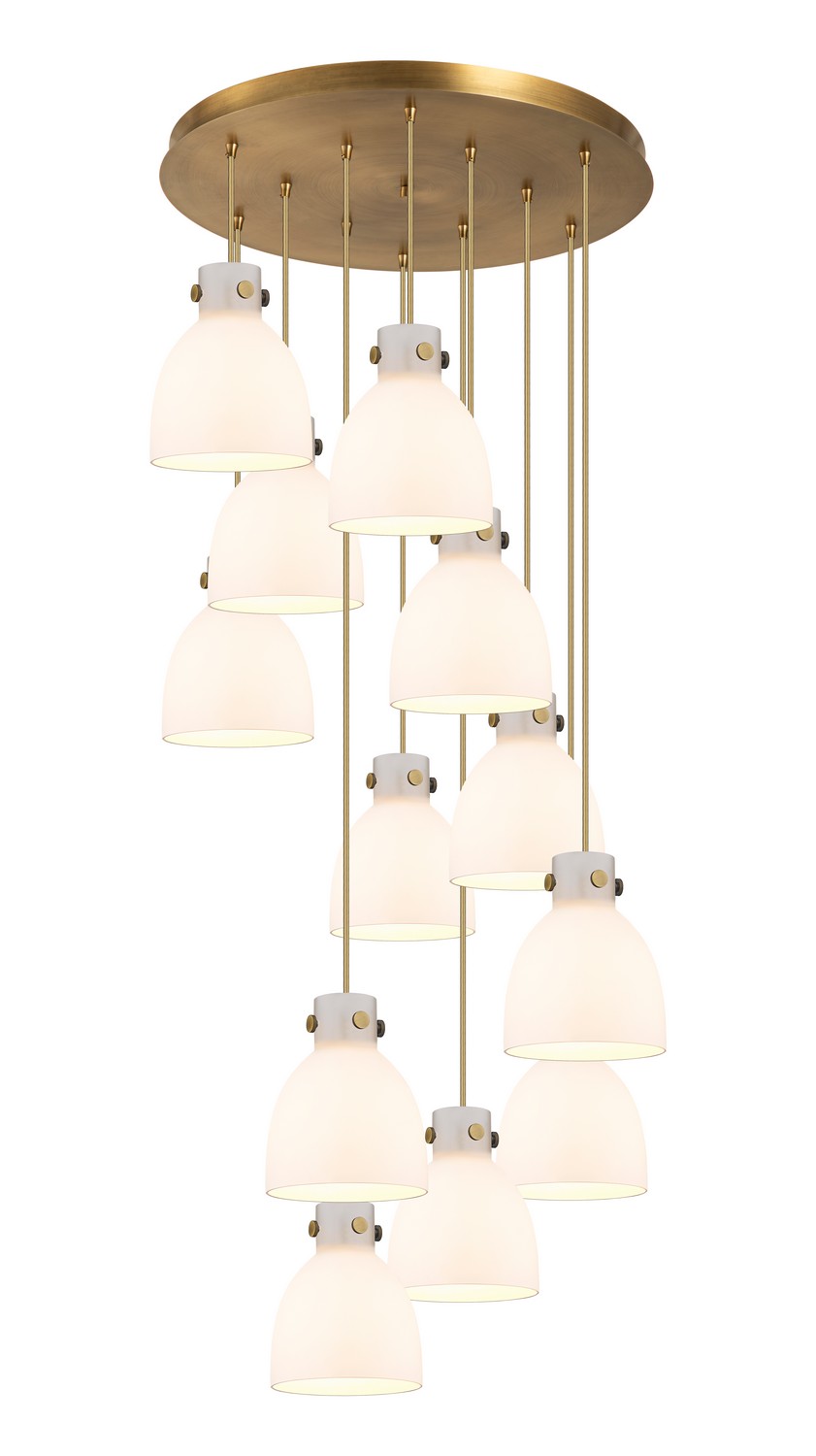 12 Light Pendant by Innovations - Downtown Urban Collection, Brushed Brass Finish - 126-410-1PS-BB-G412-8WH