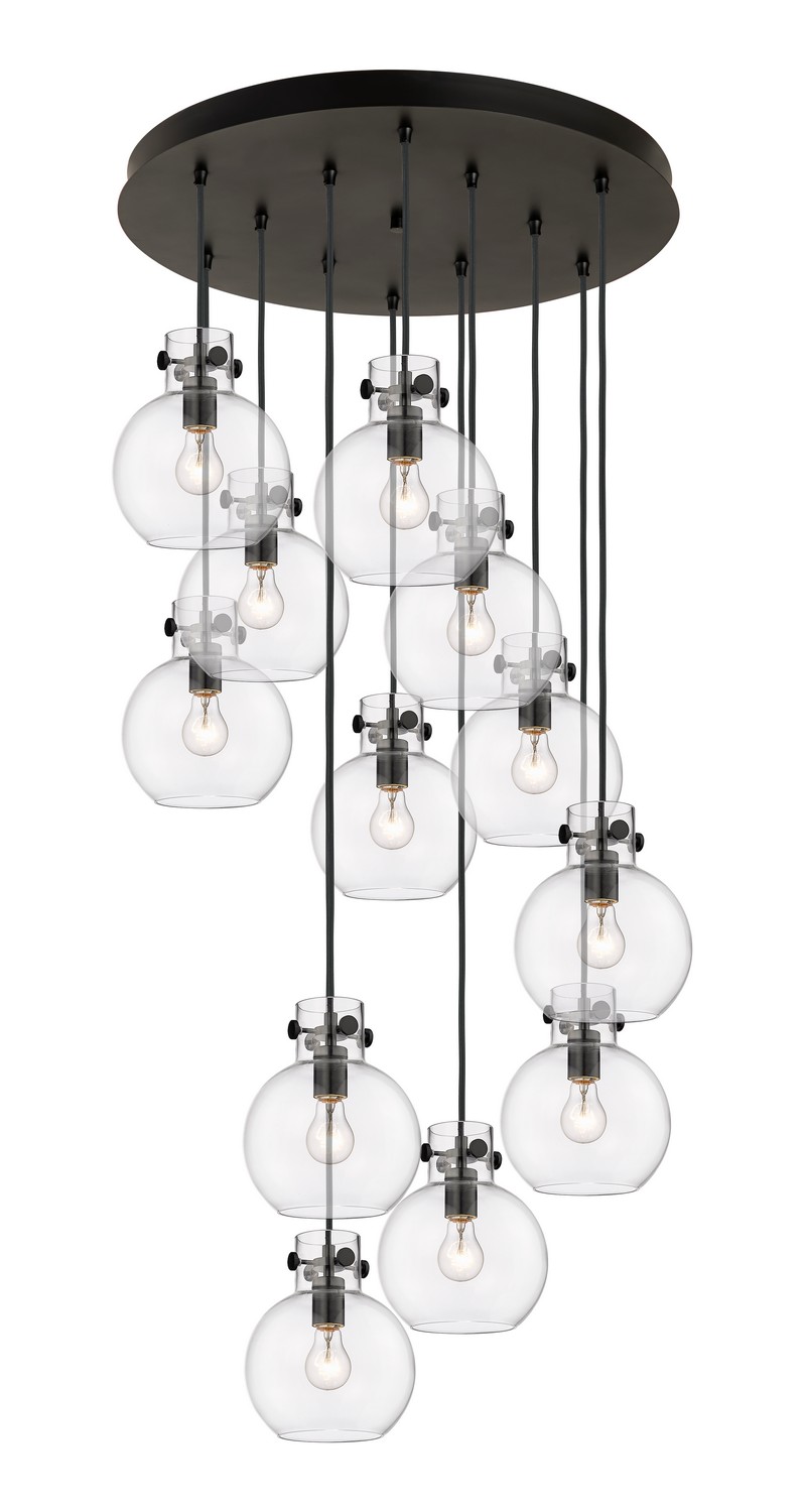 12 Light Pendant by Innovations - Downtown Urban Collection, Matte Black Finish - 126-410-1PS-BK-G410-8CL