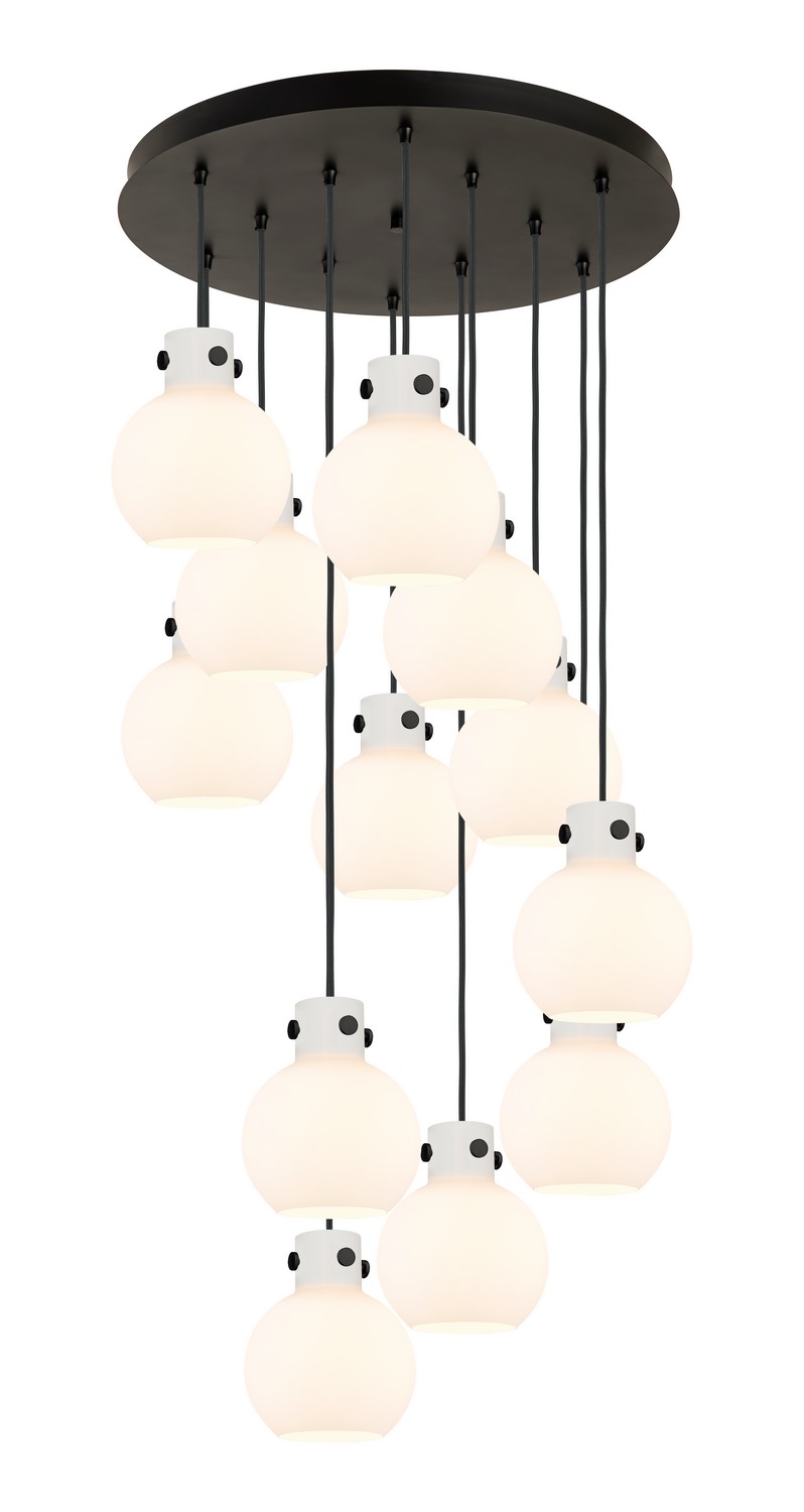 12 Light Pendant by Innovations - Newton Collection, Matte Black Finish - 126-410-1PS-BK-G410-8WH