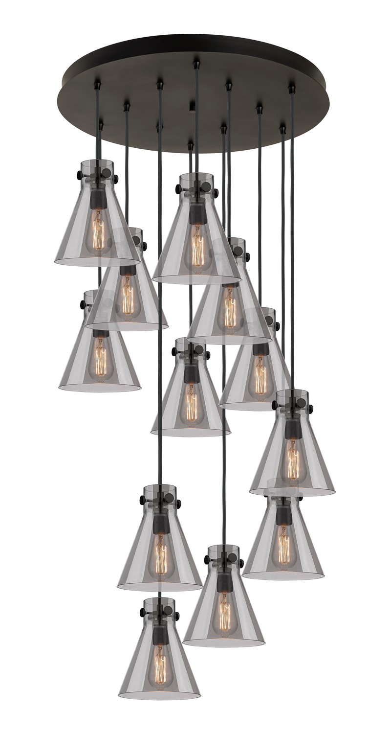 12 Light Pendant by Innovations - Downtown Urban Collection, Matte Black Finish - 126-410-1PS-BK-G411-8SM