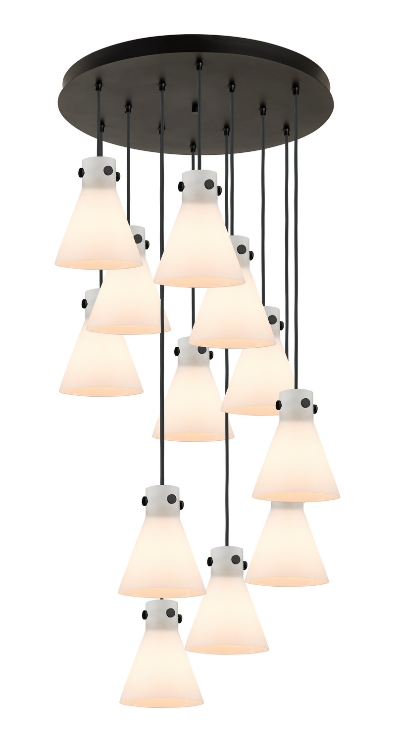 12 Light Pendant by Innovations - Downtown Urban Collection, Matte Black Finish - 126-410-1PS-BK-G411-8WH