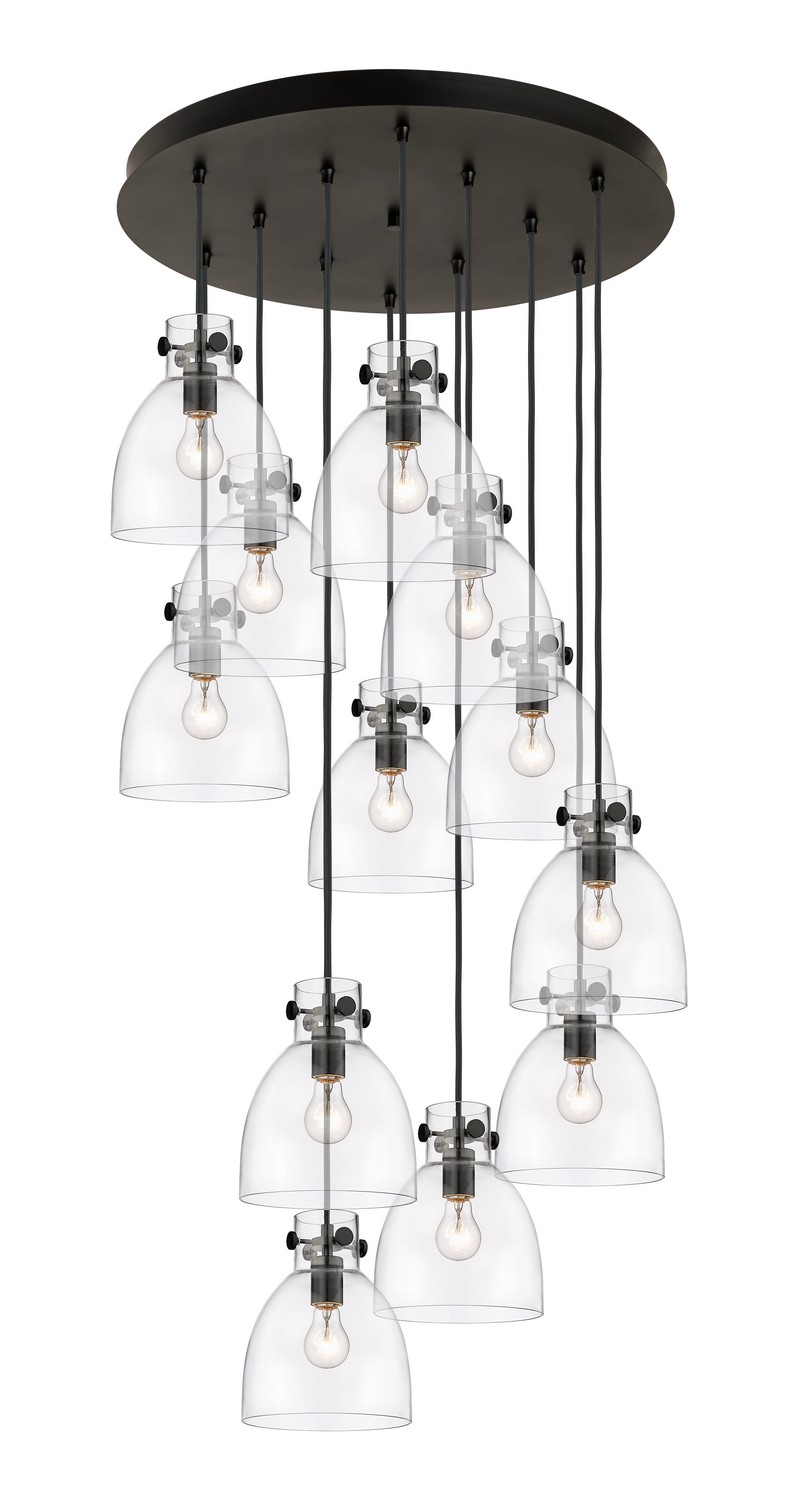 12 Light Pendant by Innovations - Downtown Urban Collection, Matte Black Finish - 126-410-1PS-BK-G412-8CL
