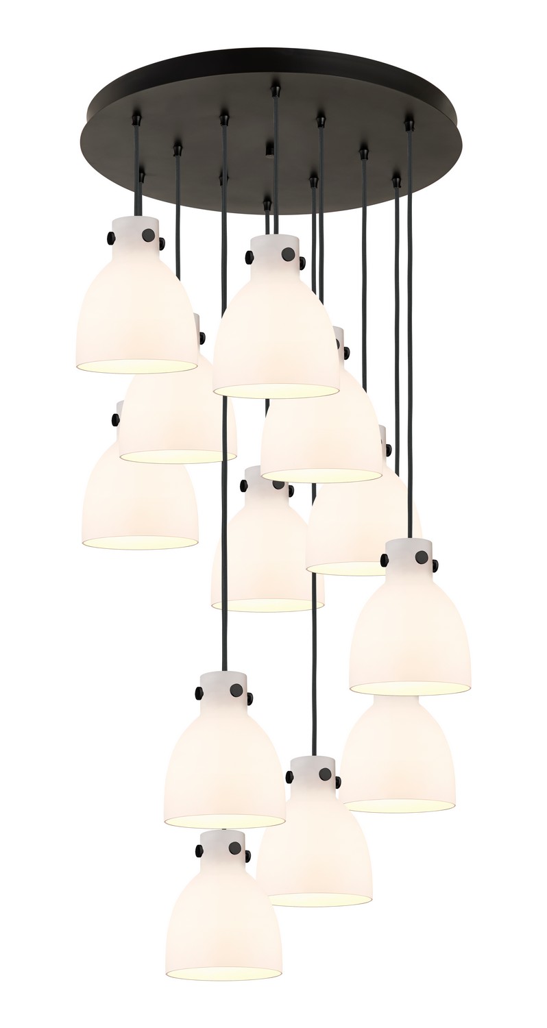 12 Light Pendant by Innovations - Downtown Urban Collection, Matte Black Finish - 126-410-1PS-BK-G412-8WH