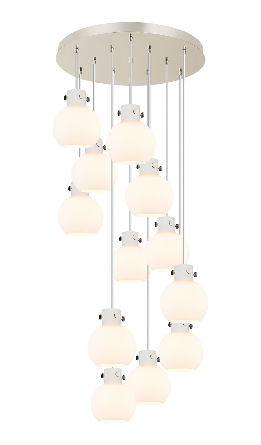 12 Light Pendant by Innovations - Newton Collection, Polished Nickel Finish - 126-410-1PS-PN-G410-8WH