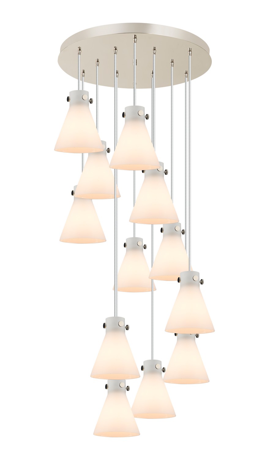 12 Light Pendant by Innovations - Downtown Urban Collection, Polished Nickel Finish - 126-410-1PS-PN-G411-8WH