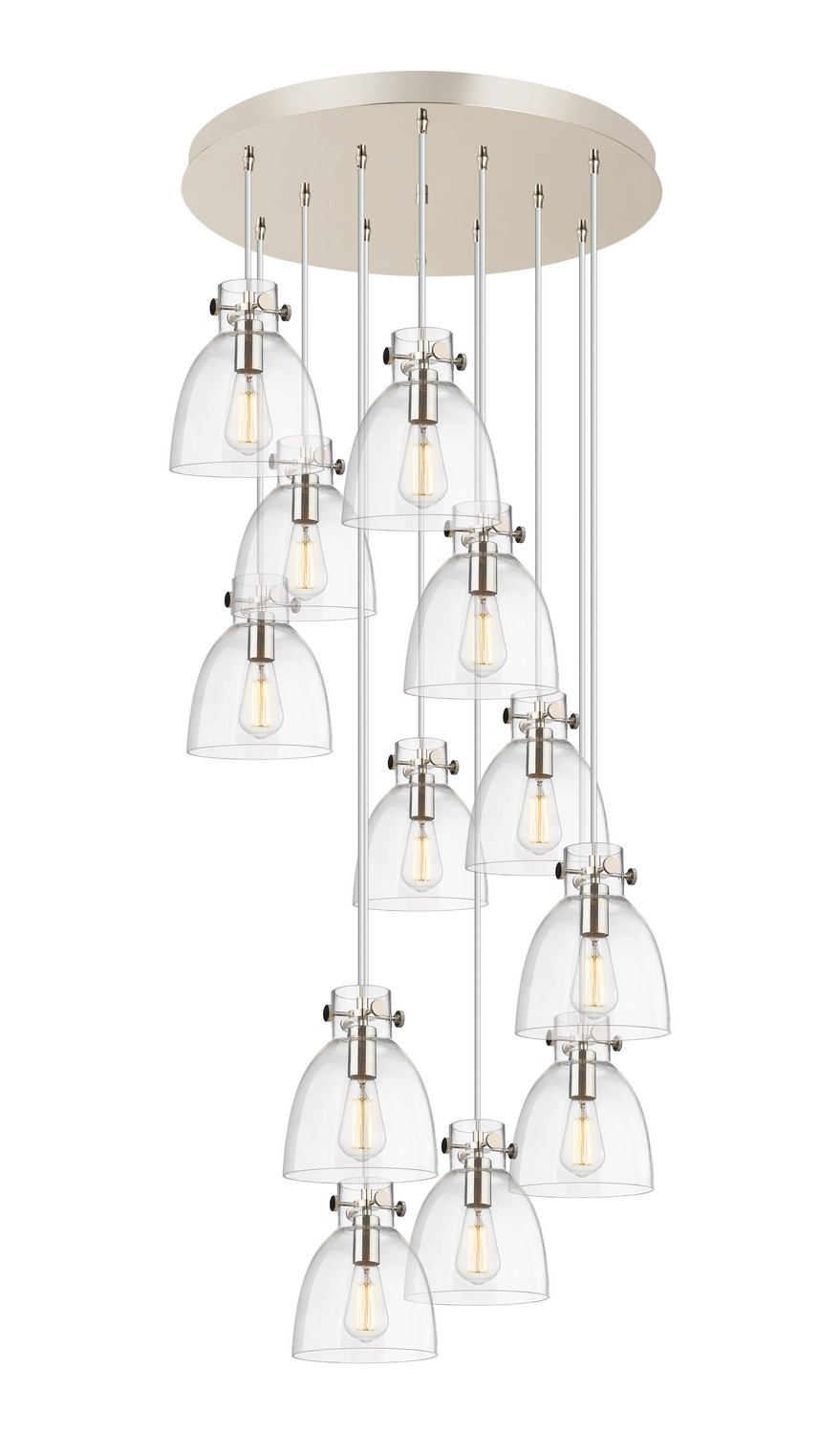 12 Light Pendant by Innovations - Downtown Urban Collection, Polished Nickel Finish - 126-410-1PS-PN-G412-8CL