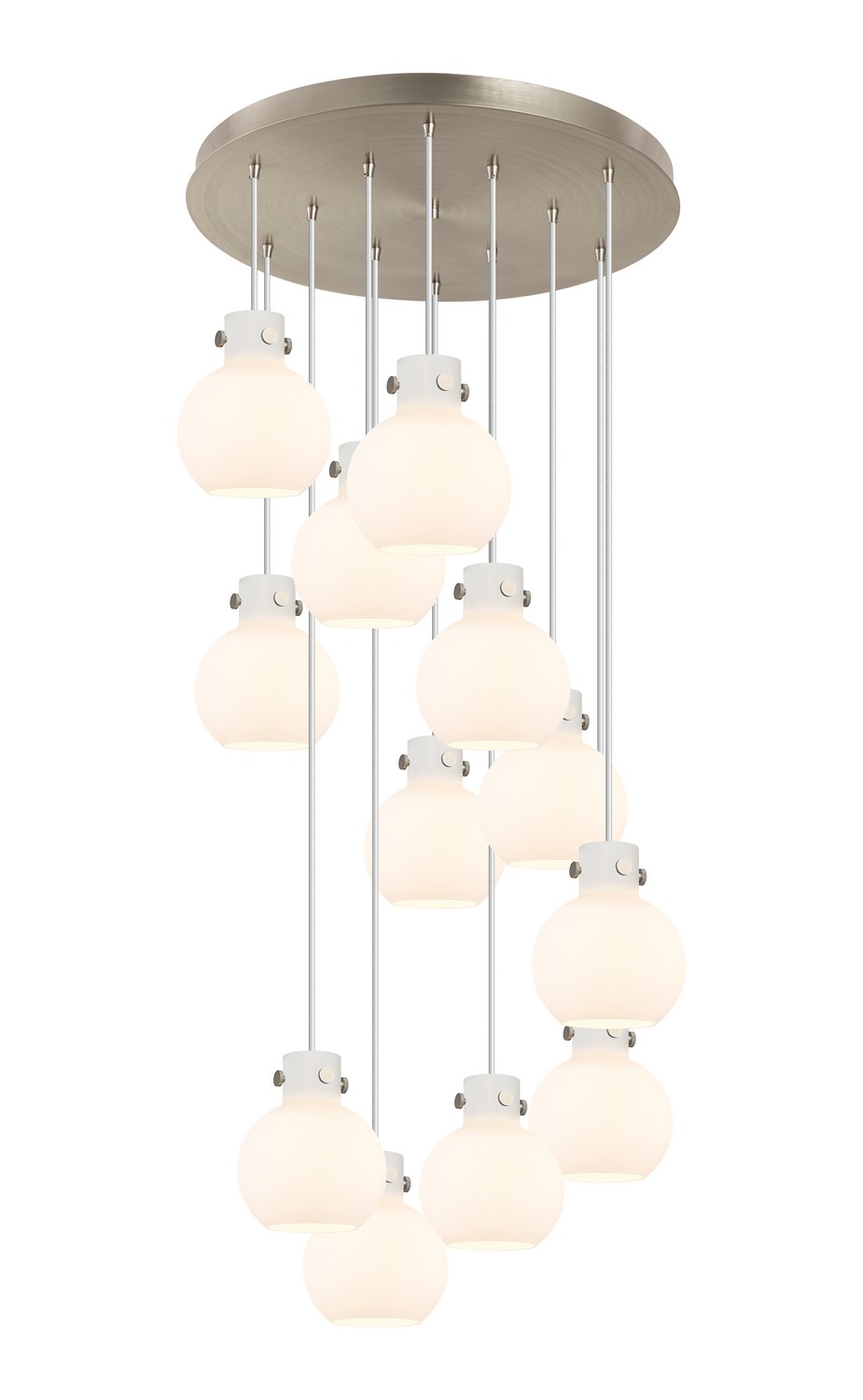 12 Light Pendant by Innovations - Newton Collection, Brushed Satin Nickel Finish - 126-410-1PS-SN-G410-8WH