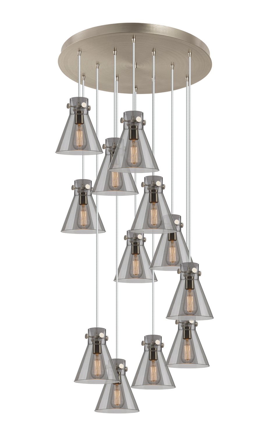 12 Light Pendant by Innovations - Downtown Urban Collection, Brushed Satin Nickel Finish - 126-410-1PS-SN-G411-8SM