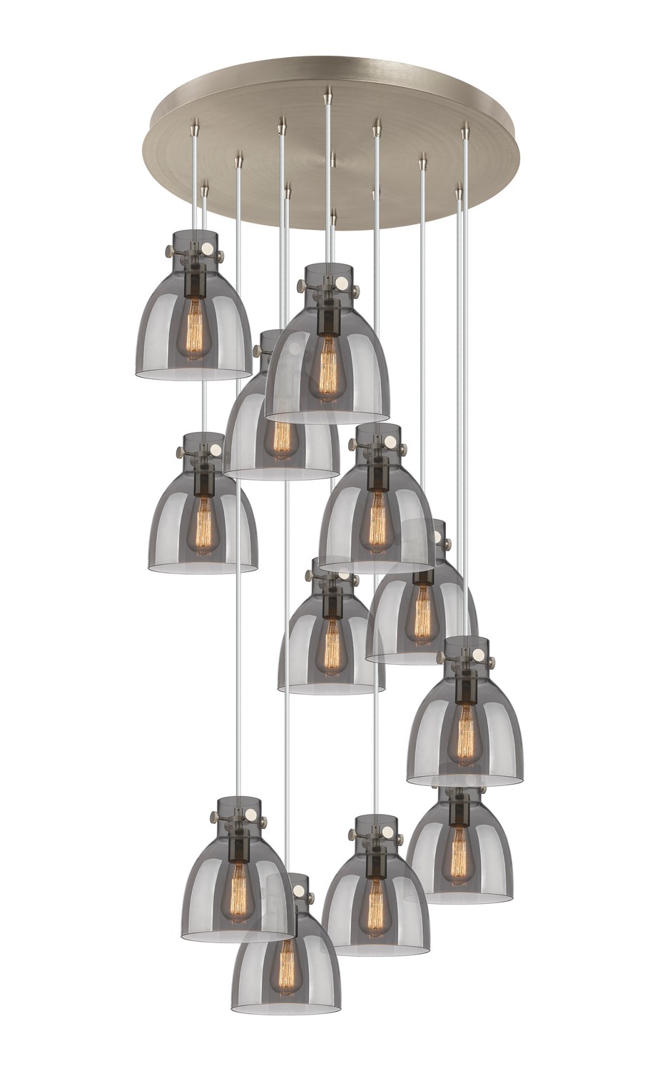 12 Light Pendant by Innovations - Downtown Urban Collection, Brushed Satin Nickel Finish - 126-410-1PS-SN-G412-8SM