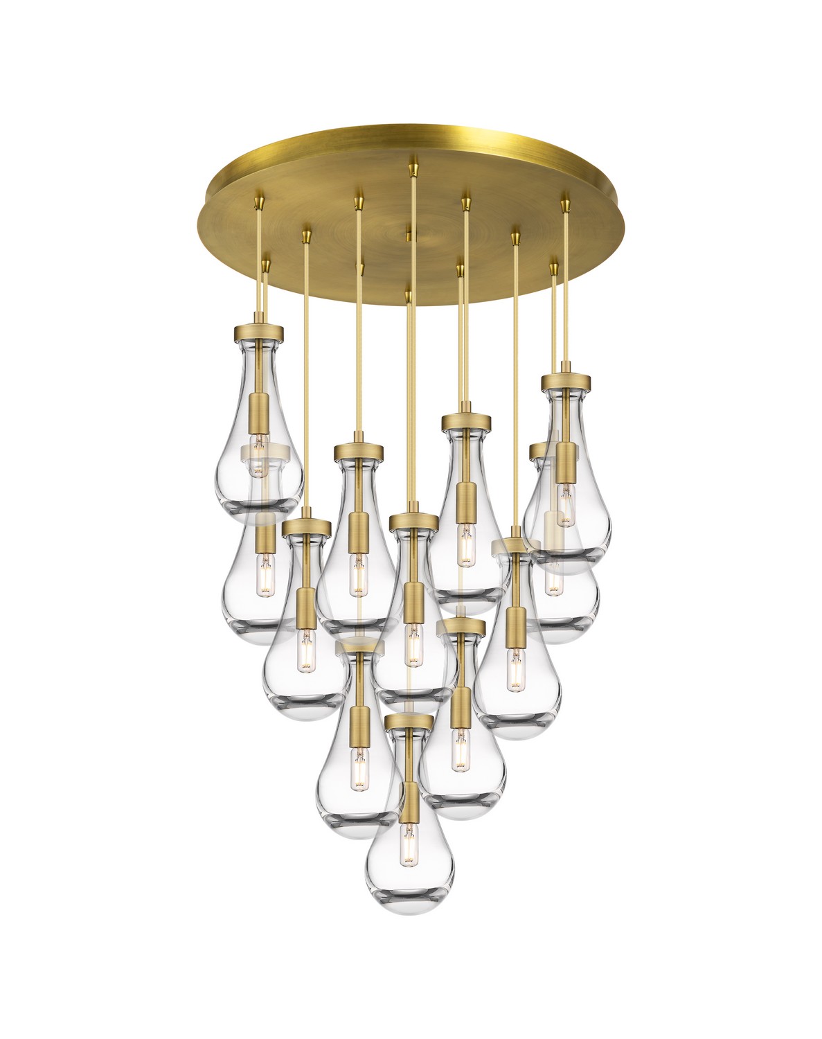 12 Light Pendant by Innovations - Downtown Urban Collection, Brushed Brass Finish - 126-451-1P-BB-G451-5CL
