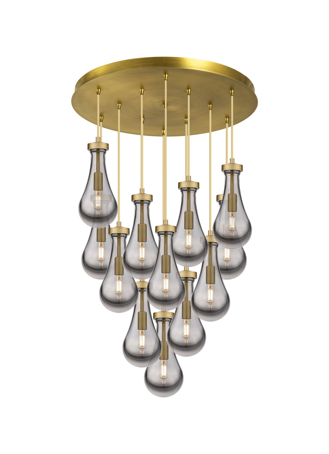 12 Light Pendant by Innovations - Downtown Urban Collection, Brushed Brass Finish - 126-451-1P-BB-G451-5SM