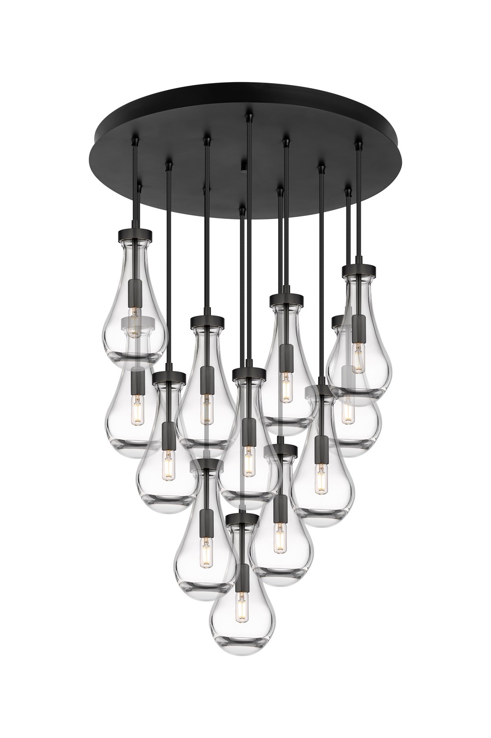 12 Light Pendant by Innovations - Downtown Urban Collection, Matte Black Finish - 126-451-1P-BK-G451-5CL