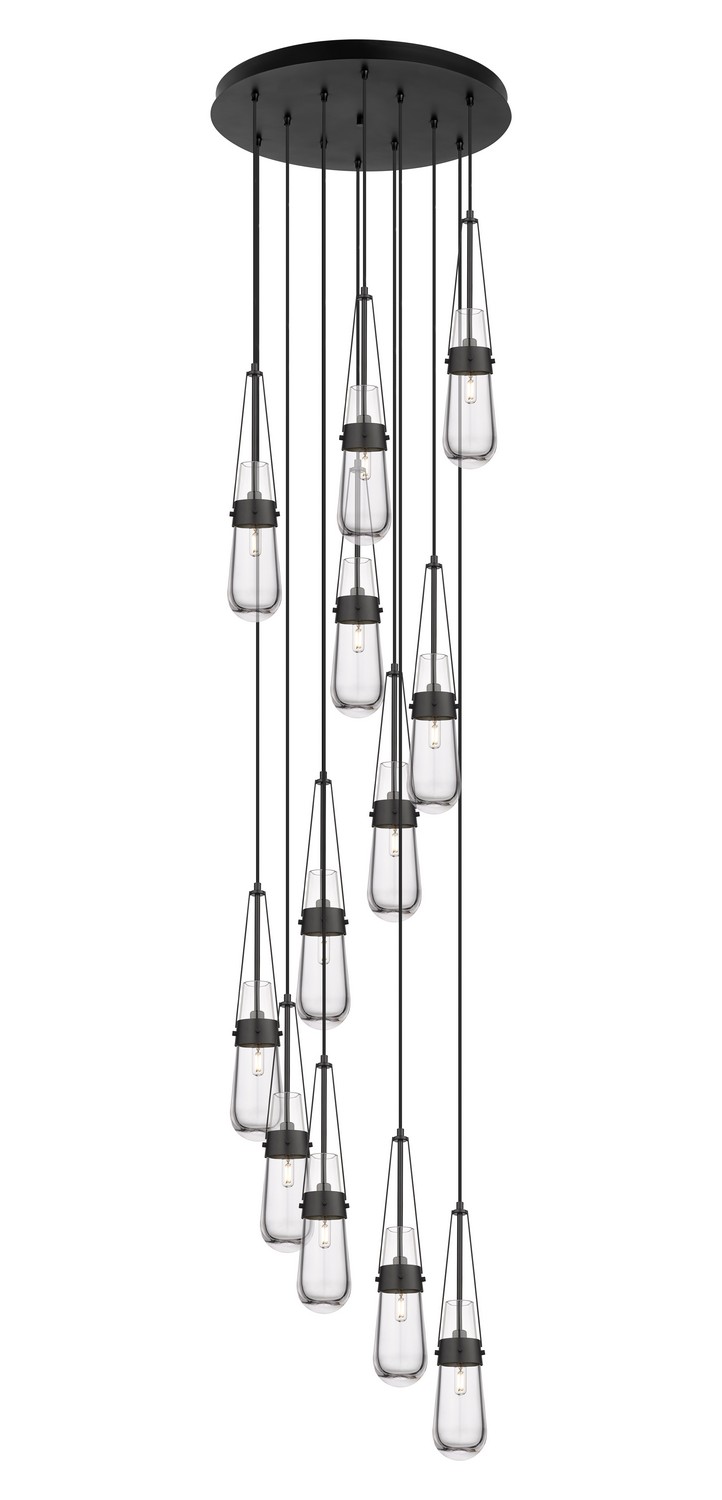 12 Light Pendant by Innovations - Downtown Urban Collection, Matte Black Finish - 126-452-1P-BK-G452-4CL