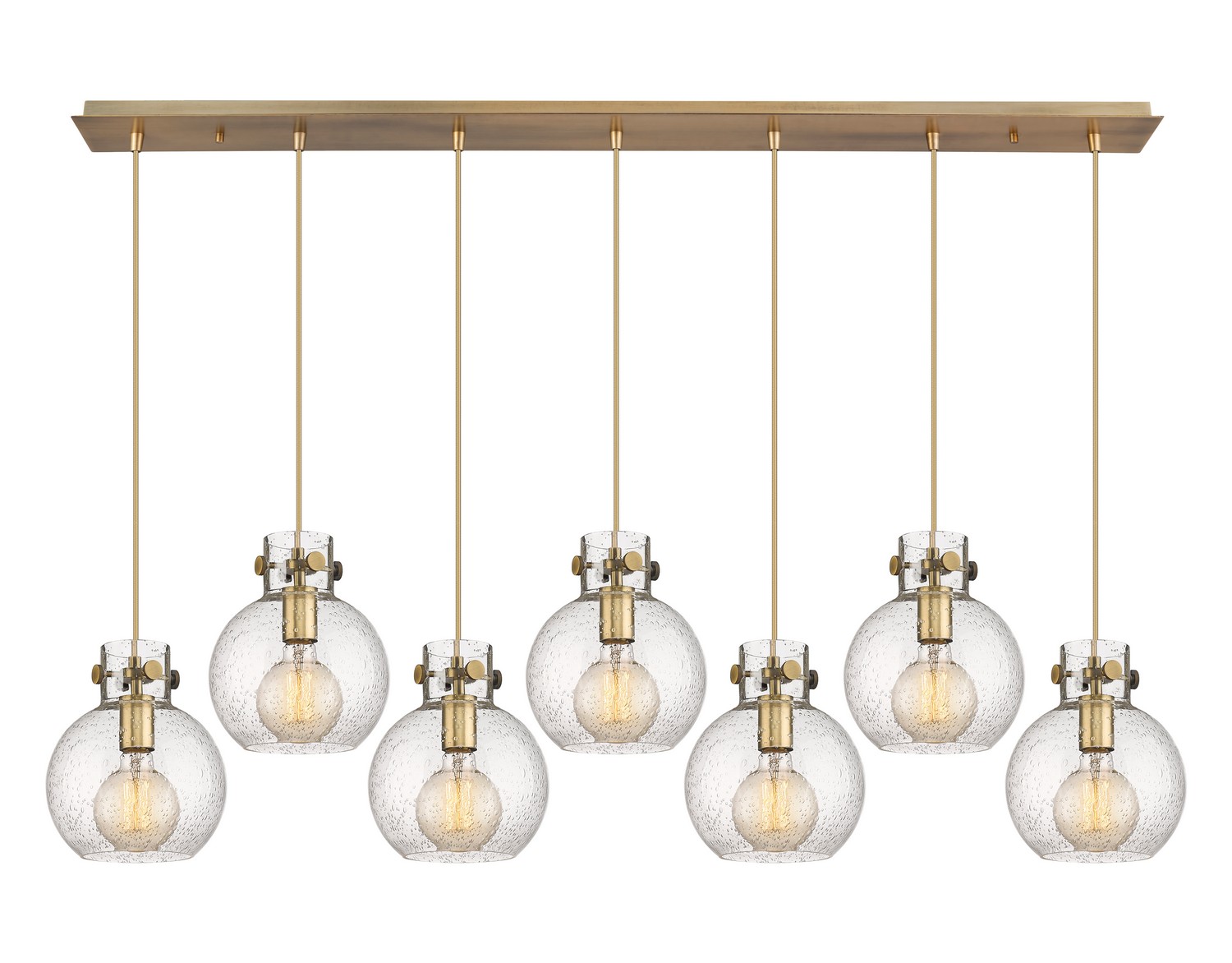 Seven Light Linear Pendant by Innovations - Newton Collection, Brushed Brass Finish - 127-410-1PS-BB-G410-8SDY