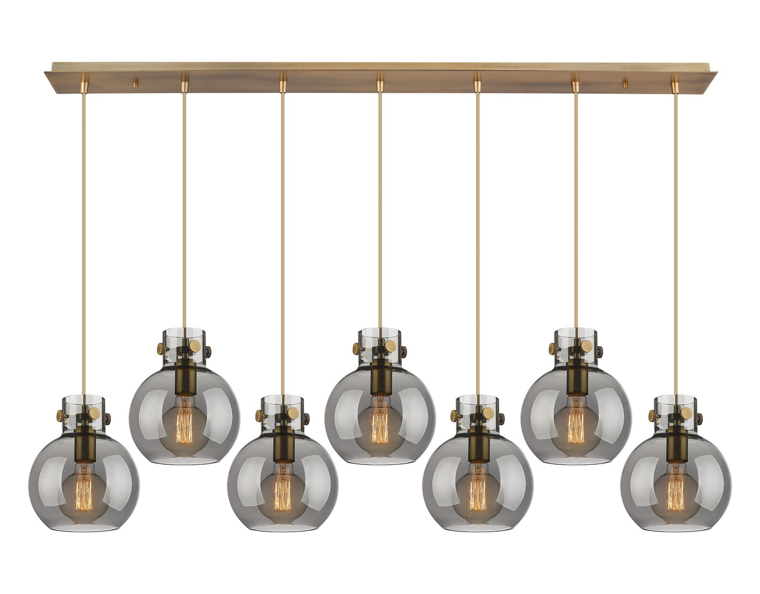 Seven Light Linear Pendant by Innovations - Newton Collection, Brushed Brass Finish - 127-410-1PS-BB-G410-8SM