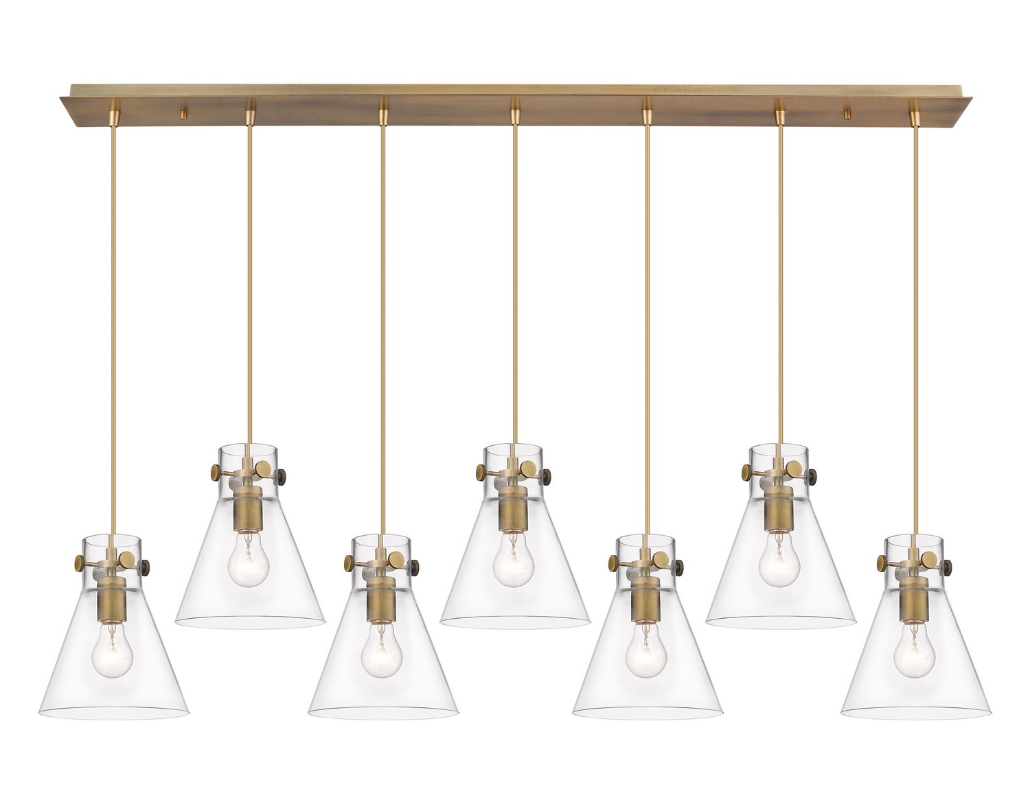 Seven Light Linear Pendant by Innovations - Downtown Urban Collection, Brushed Brass Finish - 127-410-1PS-BB-G411-8CL
