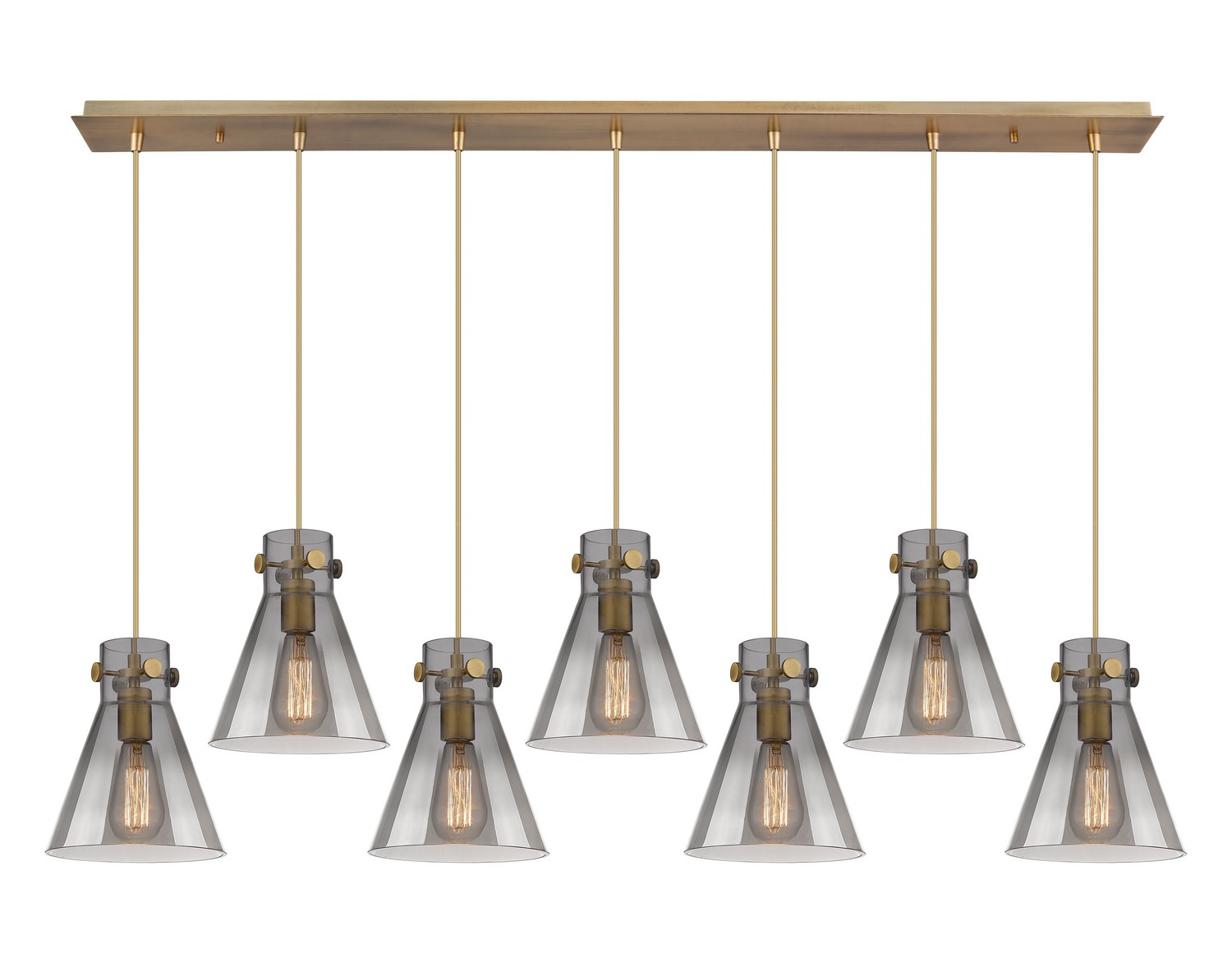 Seven Light Linear Pendant by Innovations - Downtown Urban Collection, Brushed Brass Finish - 127-410-1PS-BB-G411-8SM