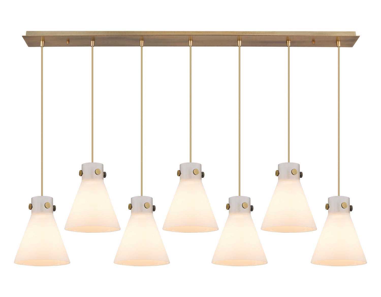 Seven Light Linear Pendant by Innovations - Downtown Urban Collection, Brushed Brass Finish - 127-410-1PS-BB-G411-8WH