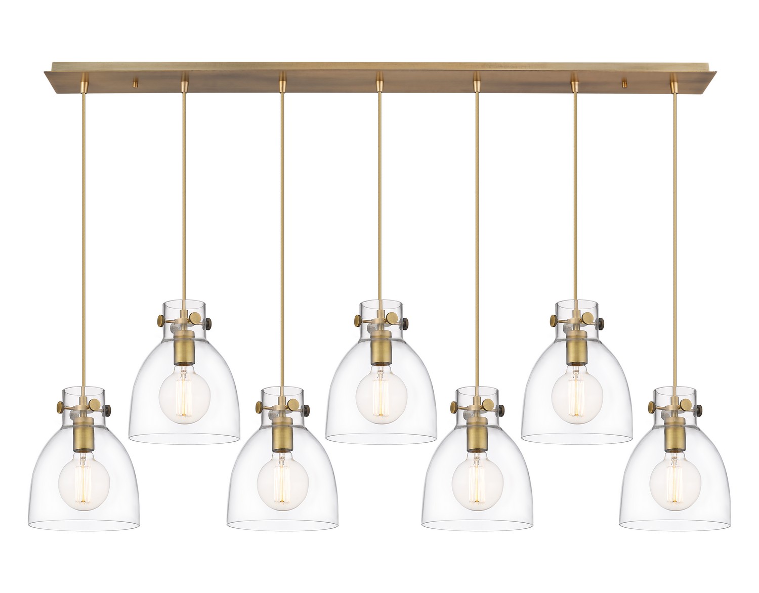 Seven Light Linear Pendant by Innovations - Downtown Urban Collection, Brushed Brass Finish - 127-410-1PS-BB-G412-8CL