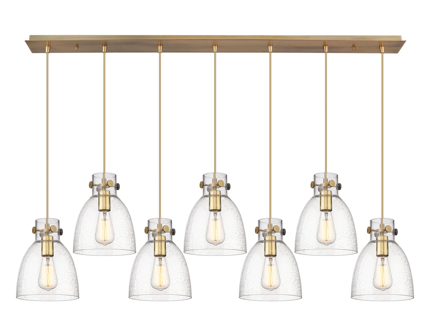 Seven Light Linear Pendant by Innovations - Downtown Urban Collection, Brushed Brass Finish - 127-410-1PS-BB-G412-8SDY