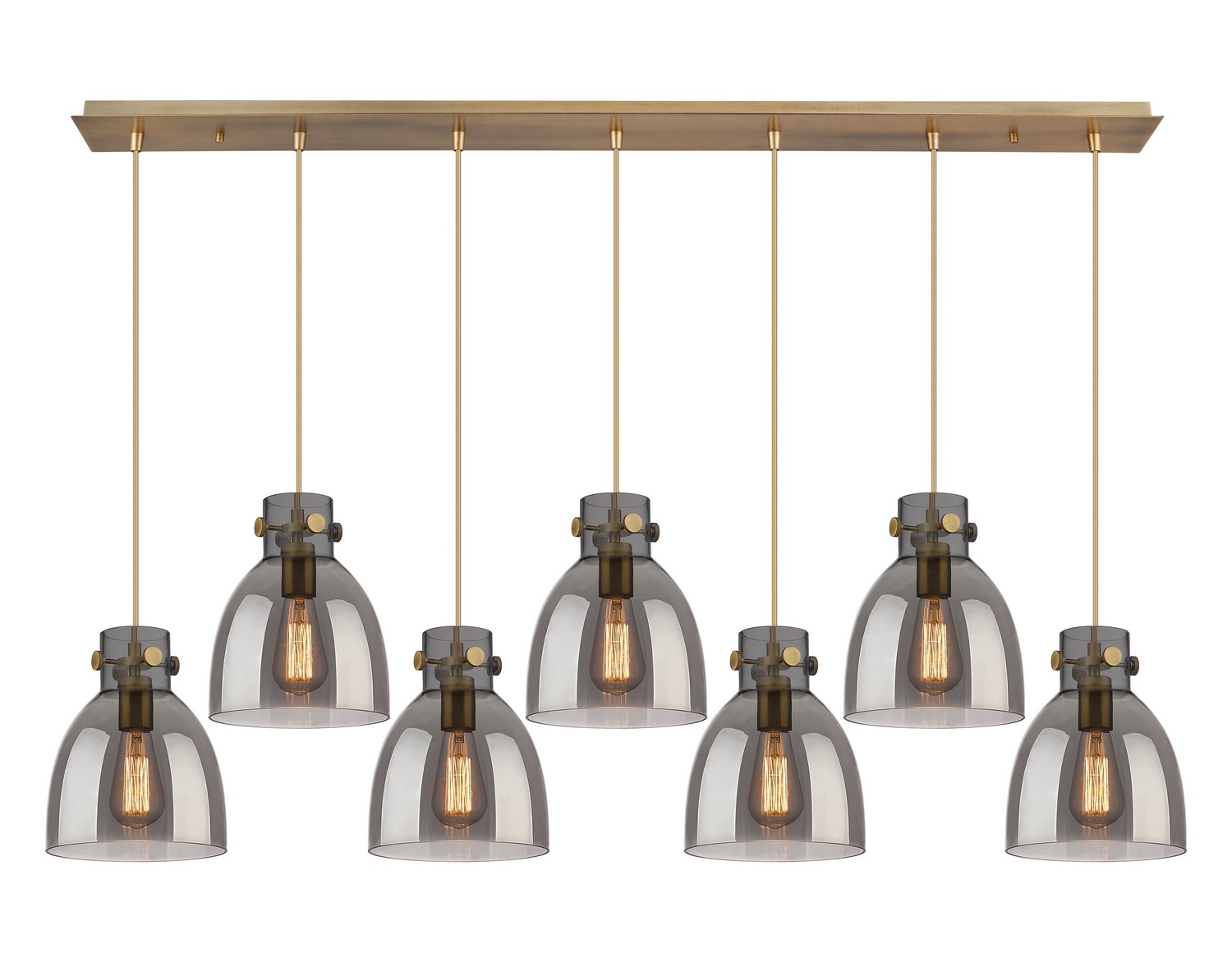 Seven Light Linear Pendant by Innovations - Downtown Urban Collection, Brushed Brass Finish - 127-410-1PS-BB-G412-8SM