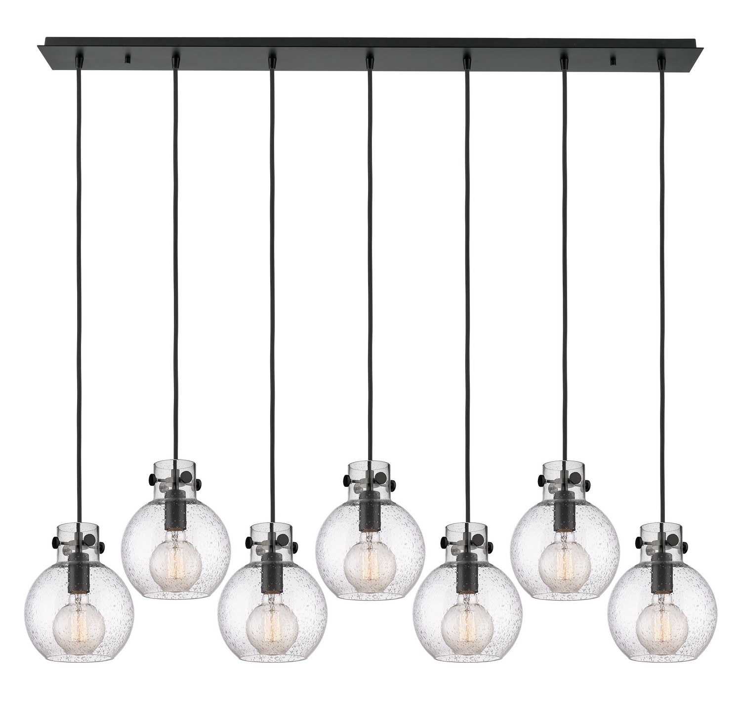 Seven Light Linear Pendant by Innovations - Newton Collection, Matte Black Finish - 127-410-1PS-BK-G410-8SDY