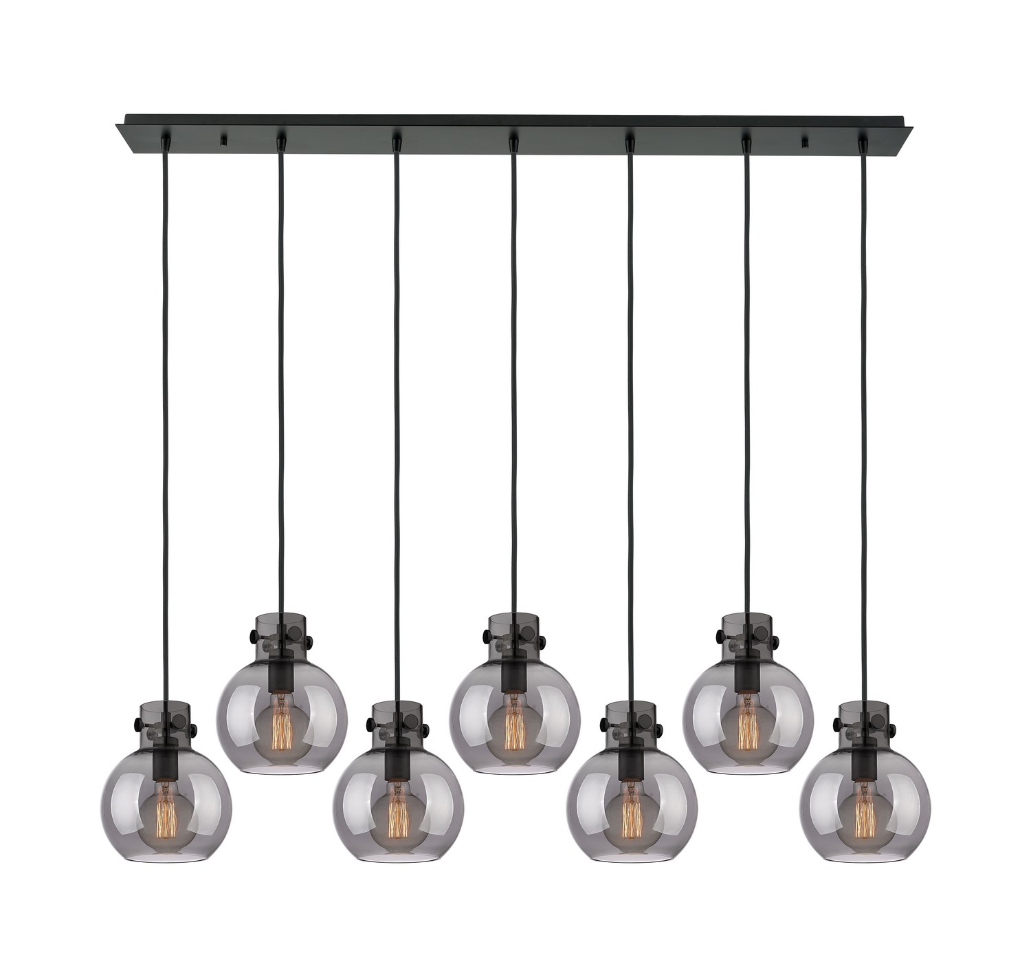 Seven Light Linear Pendant by Innovations - Newton Collection, Matte Black Finish - 127-410-1PS-BK-G410-8SM