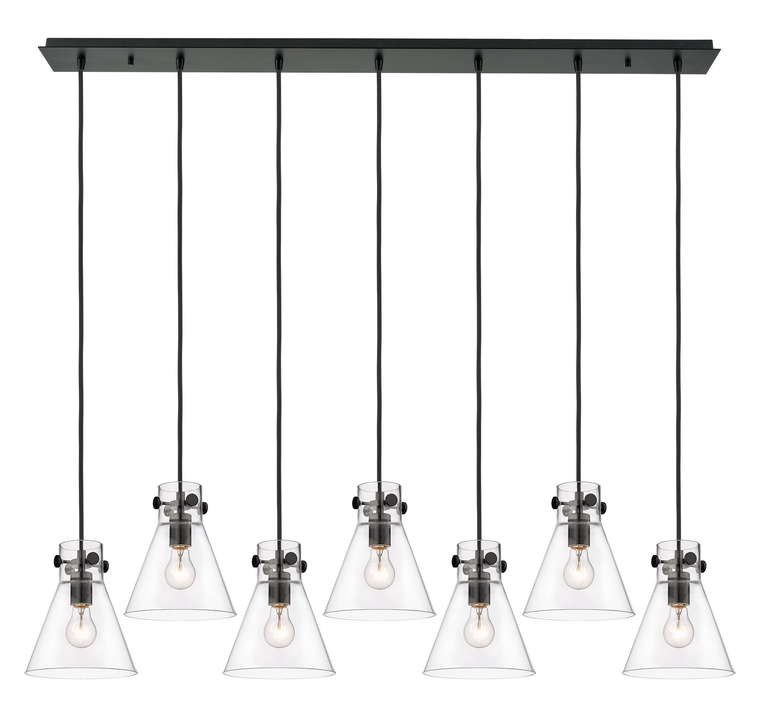 Seven Light Linear Pendant by Innovations - Downtown Urban Collection, Matte Black Finish - 127-410-1PS-BK-G411-8CL