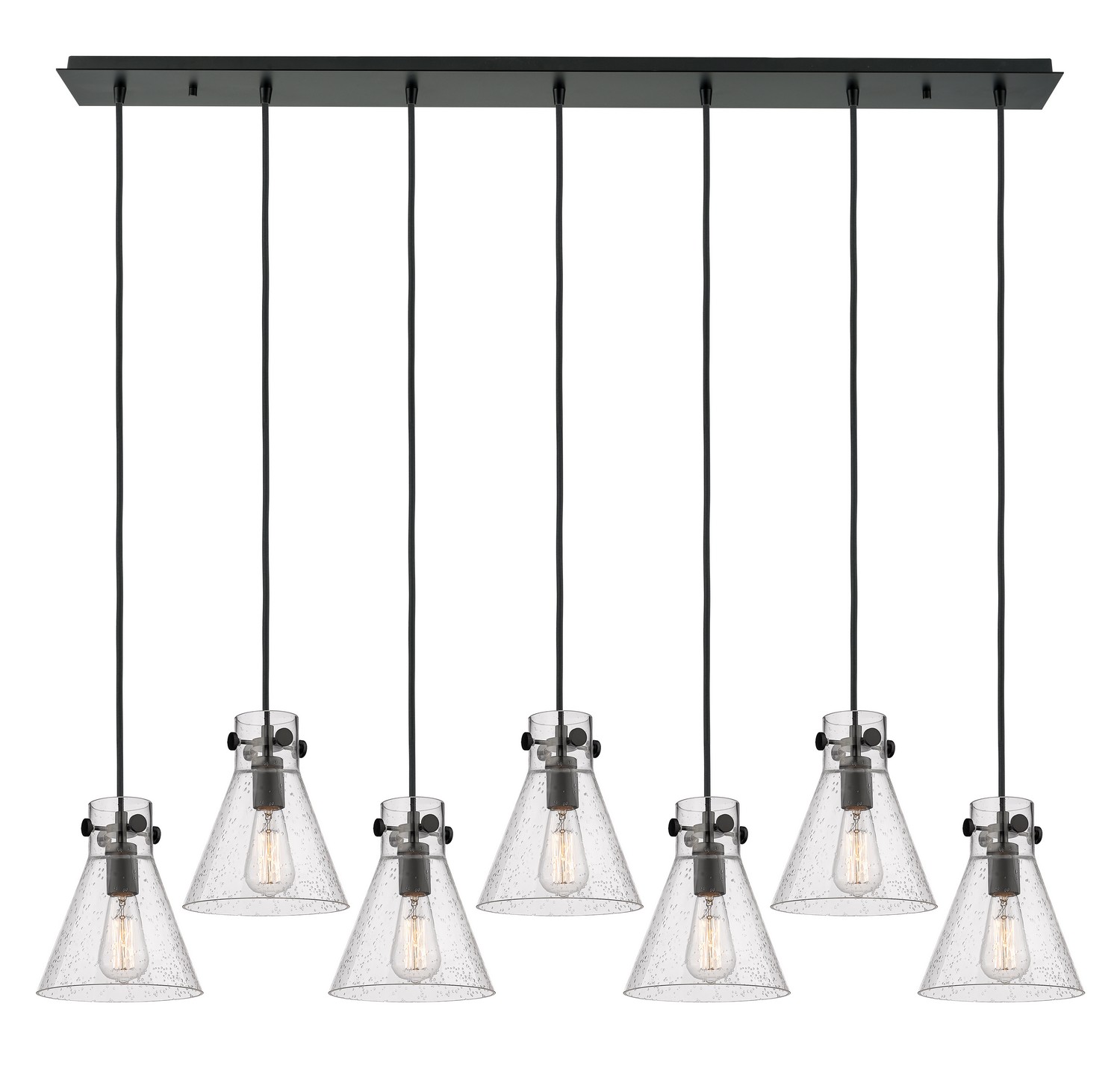 Seven Light Linear Pendant by Innovations - Downtown Urban Collection, Matte Black Finish - 127-410-1PS-BK-G411-8SDY