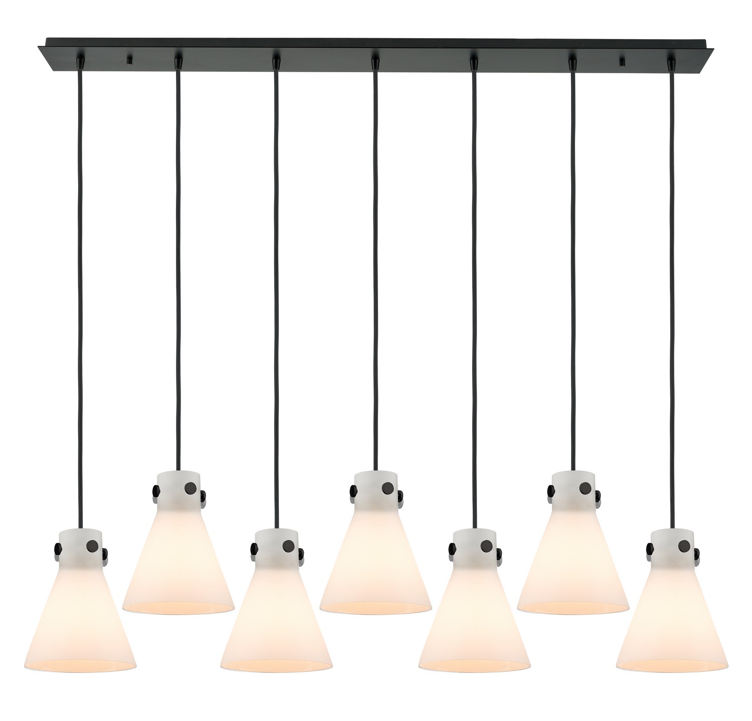 Seven Light Linear Pendant by Innovations - Downtown Urban Collection, Matte Black Finish - 127-410-1PS-BK-G411-8WH