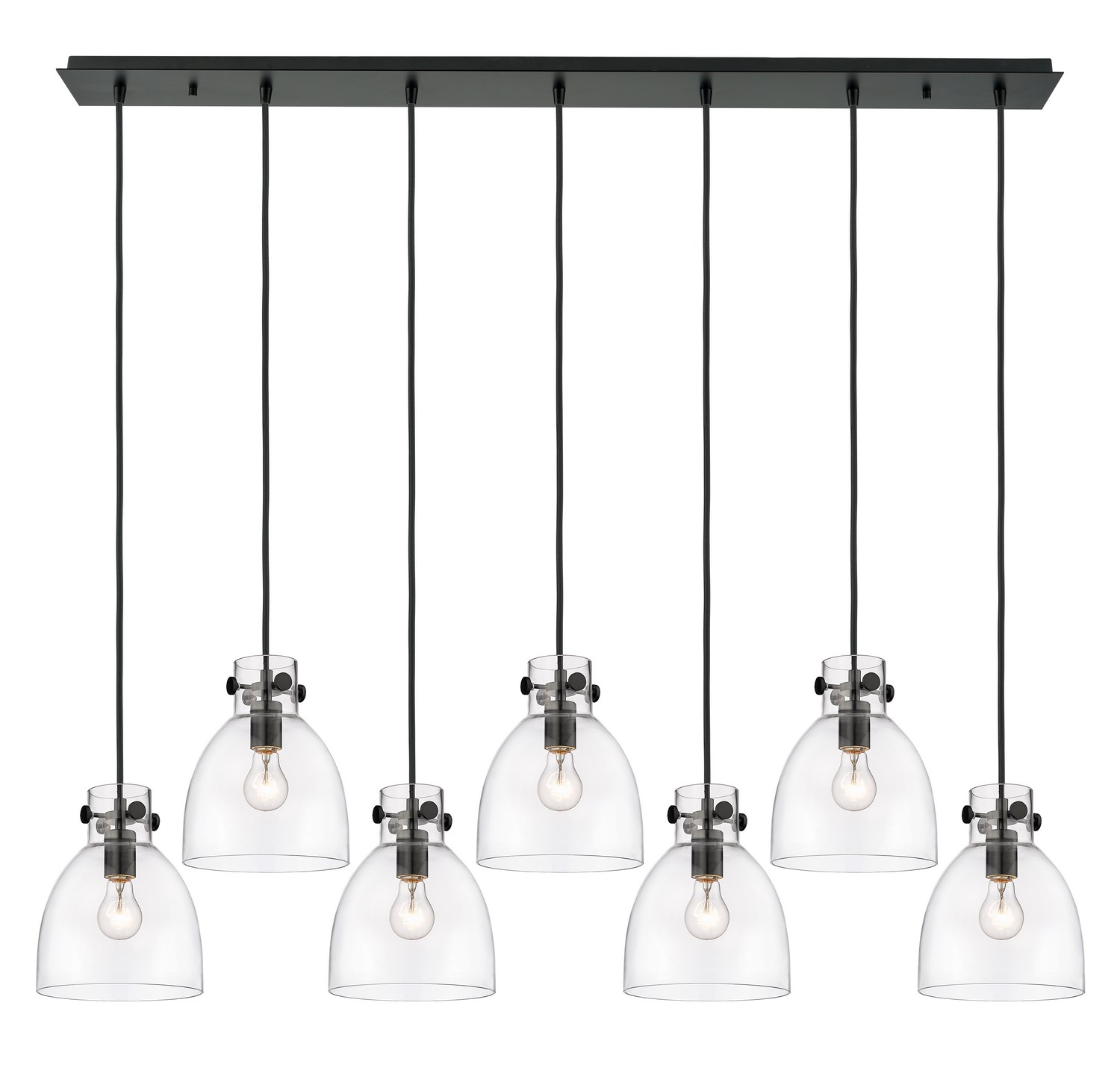 Seven Light Linear Pendant by Innovations - Downtown Urban Collection, Matte Black Finish - 127-410-1PS-BK-G412-8CL