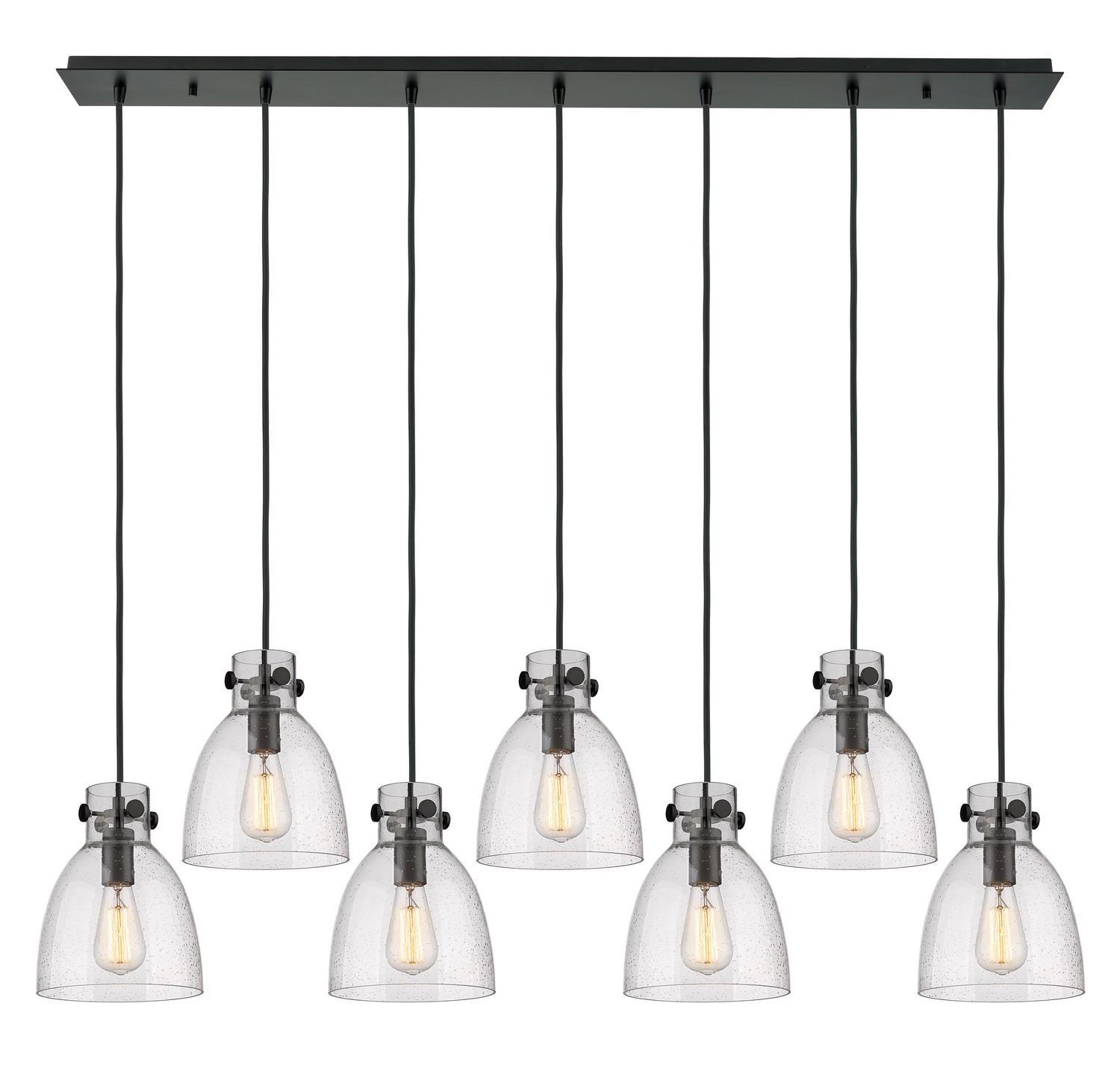 Seven Light Linear Pendant by Innovations - Downtown Urban Collection, Matte Black Finish - 127-410-1PS-BK-G412-8SDY