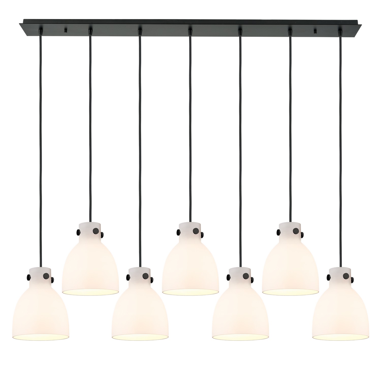 Seven Light Linear Pendant by Innovations - Downtown Urban Collection, Matte Black Finish - 127-410-1PS-BK-G412-8WH