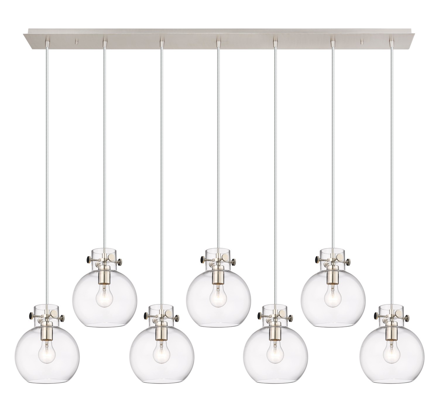 Seven Light Linear Pendant by Innovations - Newton Collection, Polished Nickel Finish - 127-410-1PS-PN-G410-8CL