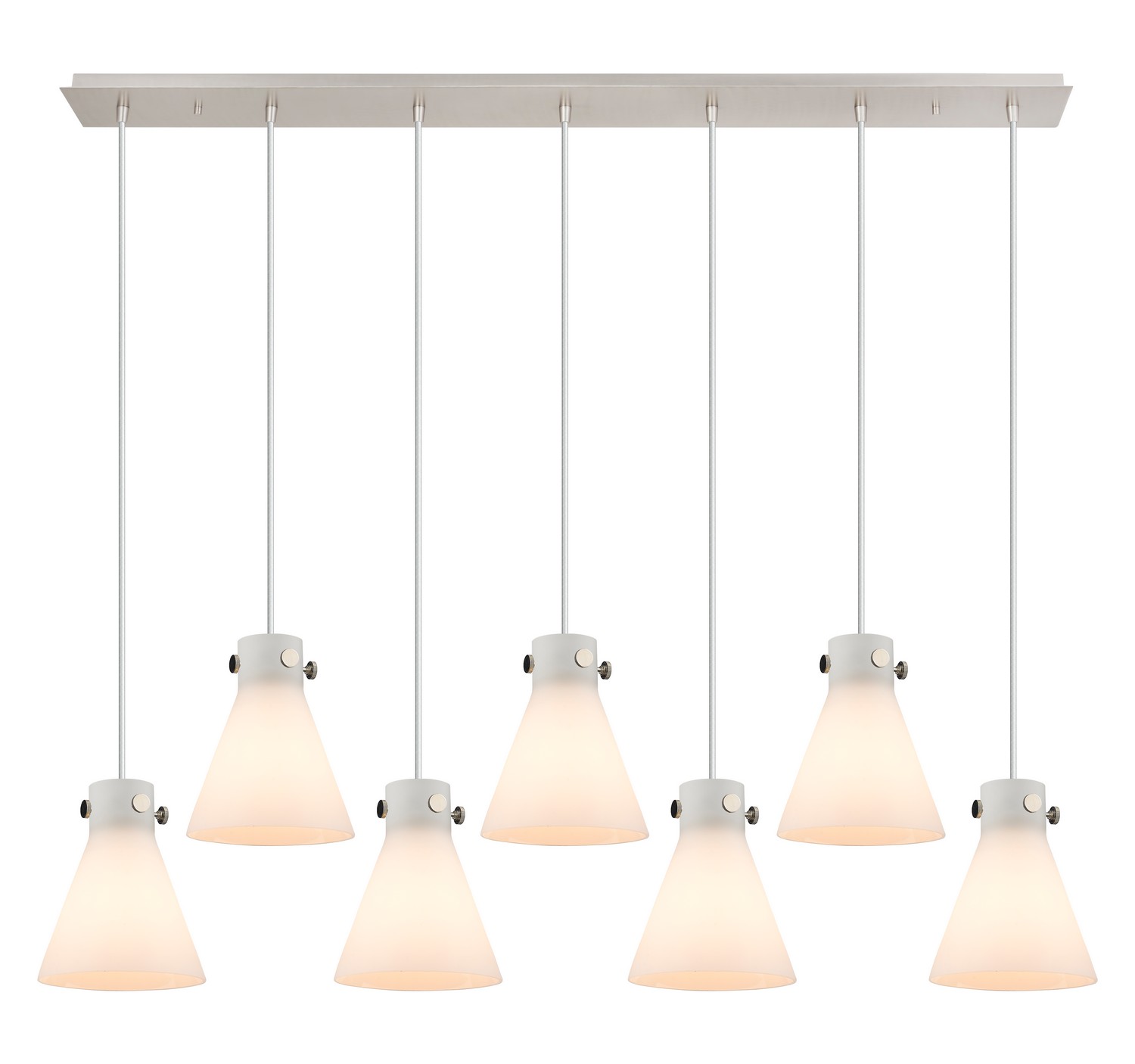 Seven Light Linear Pendant by Innovations - Downtown Urban Collection, Polished Nickel Finish - 127-410-1PS-PN-G411-8WH