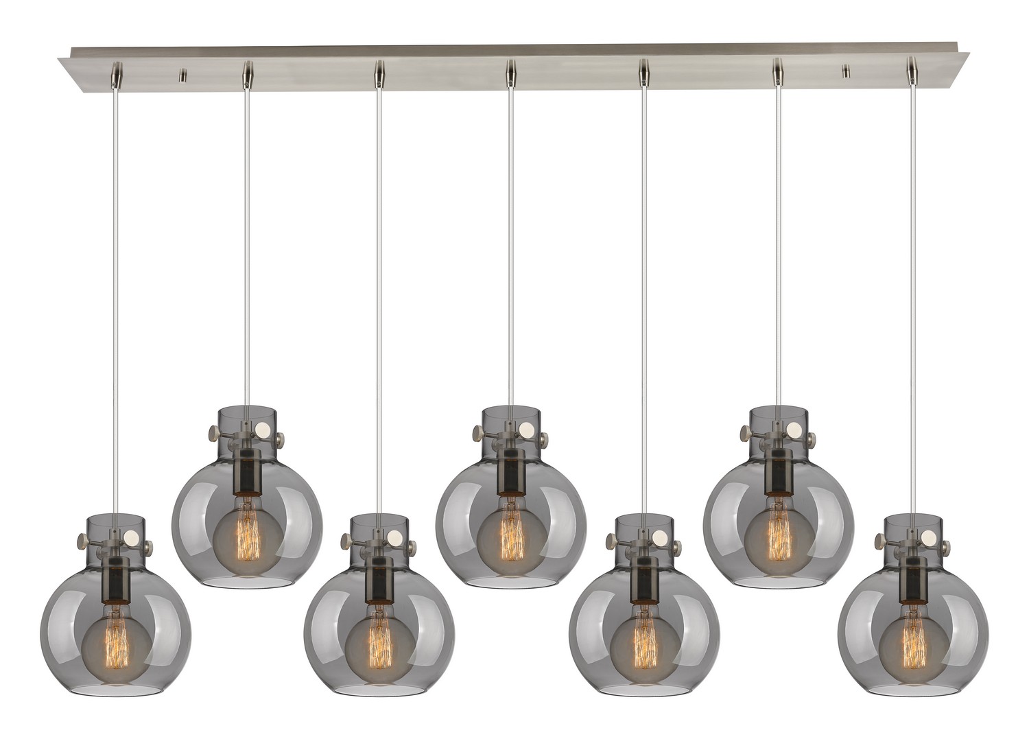Seven Light Linear Pendant by Innovations - Newton Collection, Brushed Satin Nickel Finish - 127-410-1PS-SN-G410-8SM