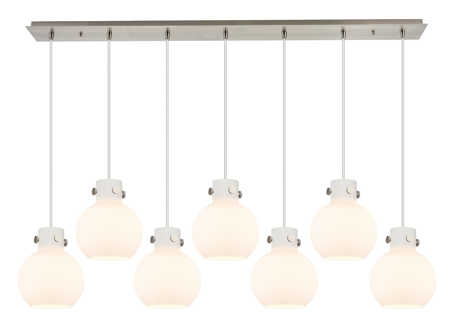 Seven Light Linear Pendant by Innovations - Newton Collection, Brushed Satin Nickel Finish - 127-410-1PS-SN-G410-8WH