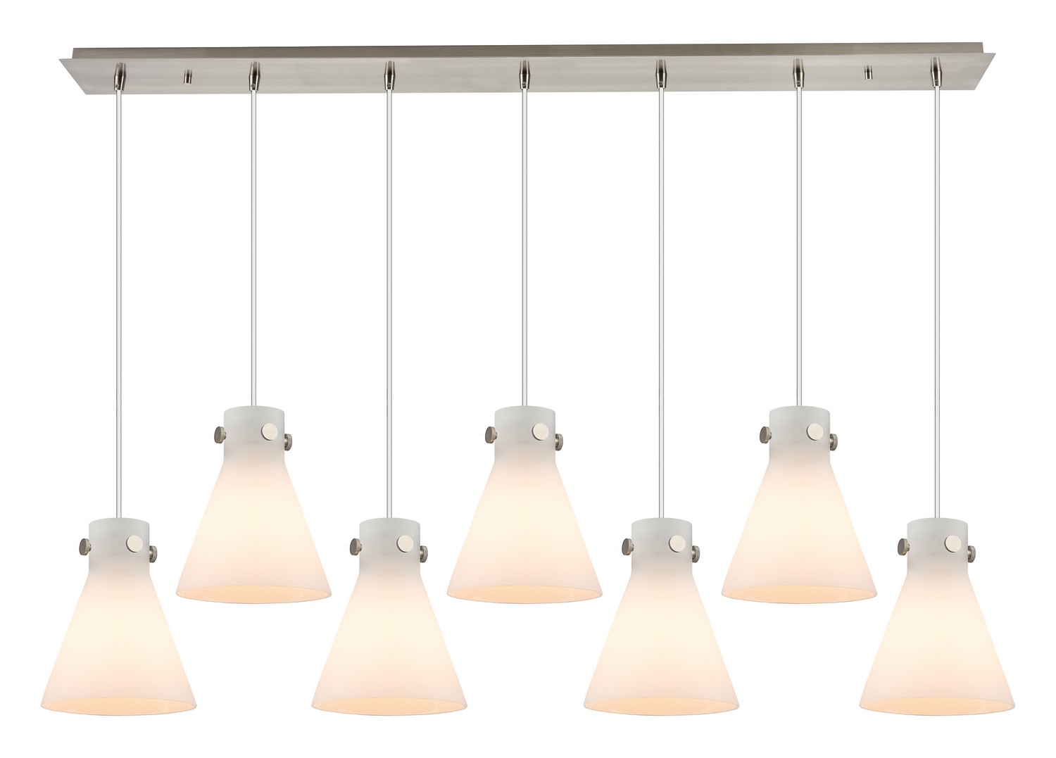 Seven Light Linear Pendant by Innovations - Downtown Urban Collection, Brushed Satin Nickel Finish - 127-410-1PS-SN-G411-8WH