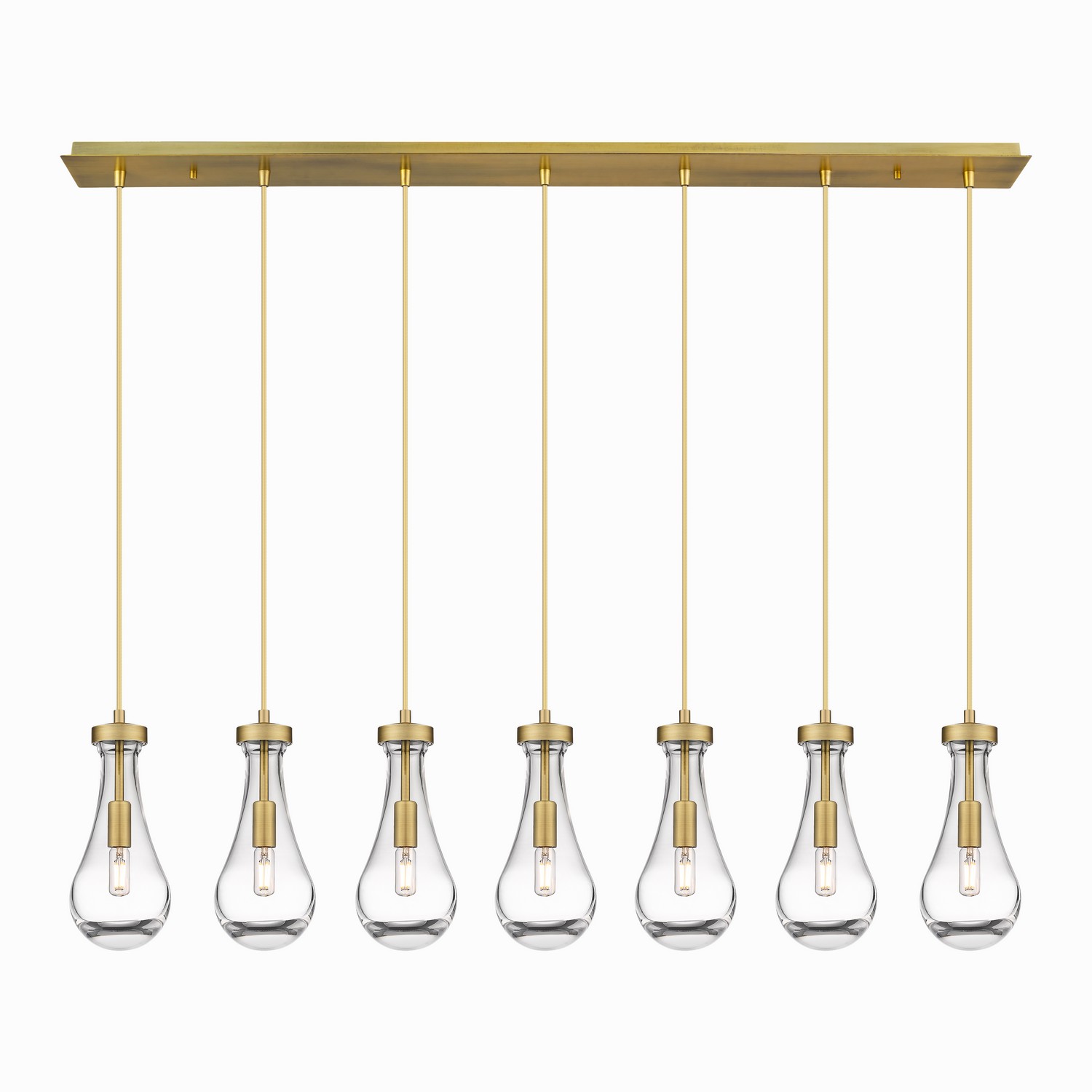 Seven Light Linear Pendant by Innovations - Downtown Urban Collection, Brushed Brass Finish - 127-451-1P-BB-G451-5CL