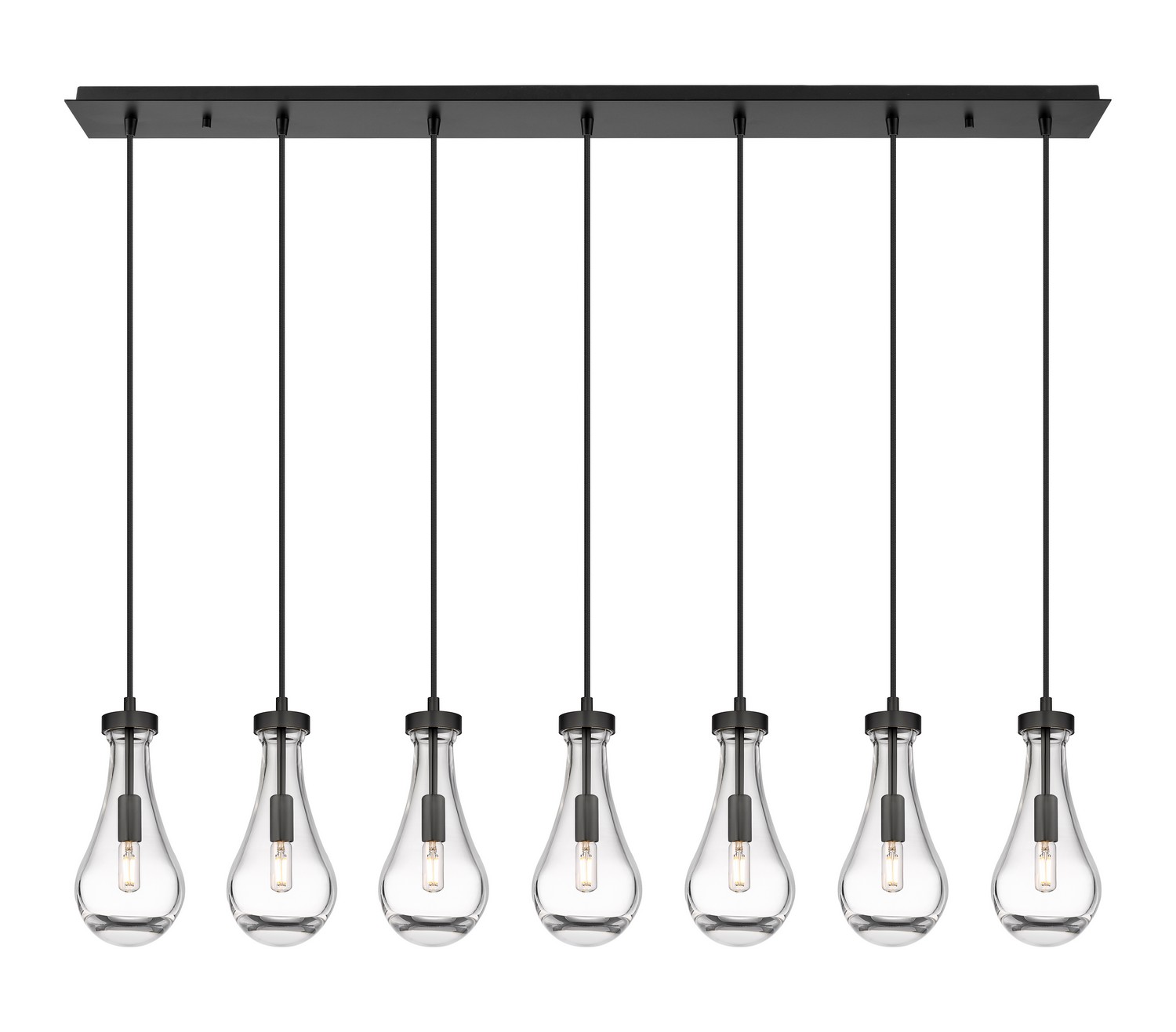 Seven Light Linear Pendant by Innovations - Downtown Urban Collection, Matte Black Finish - 127-451-1P-BK-G451-5CL