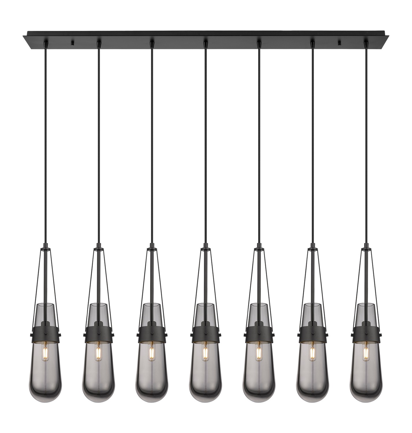 Seven Light Linear Pendant by Innovations - Downtown Urban Collection, Matte Black Finish - 127-452-1P-BK-G452-4SM