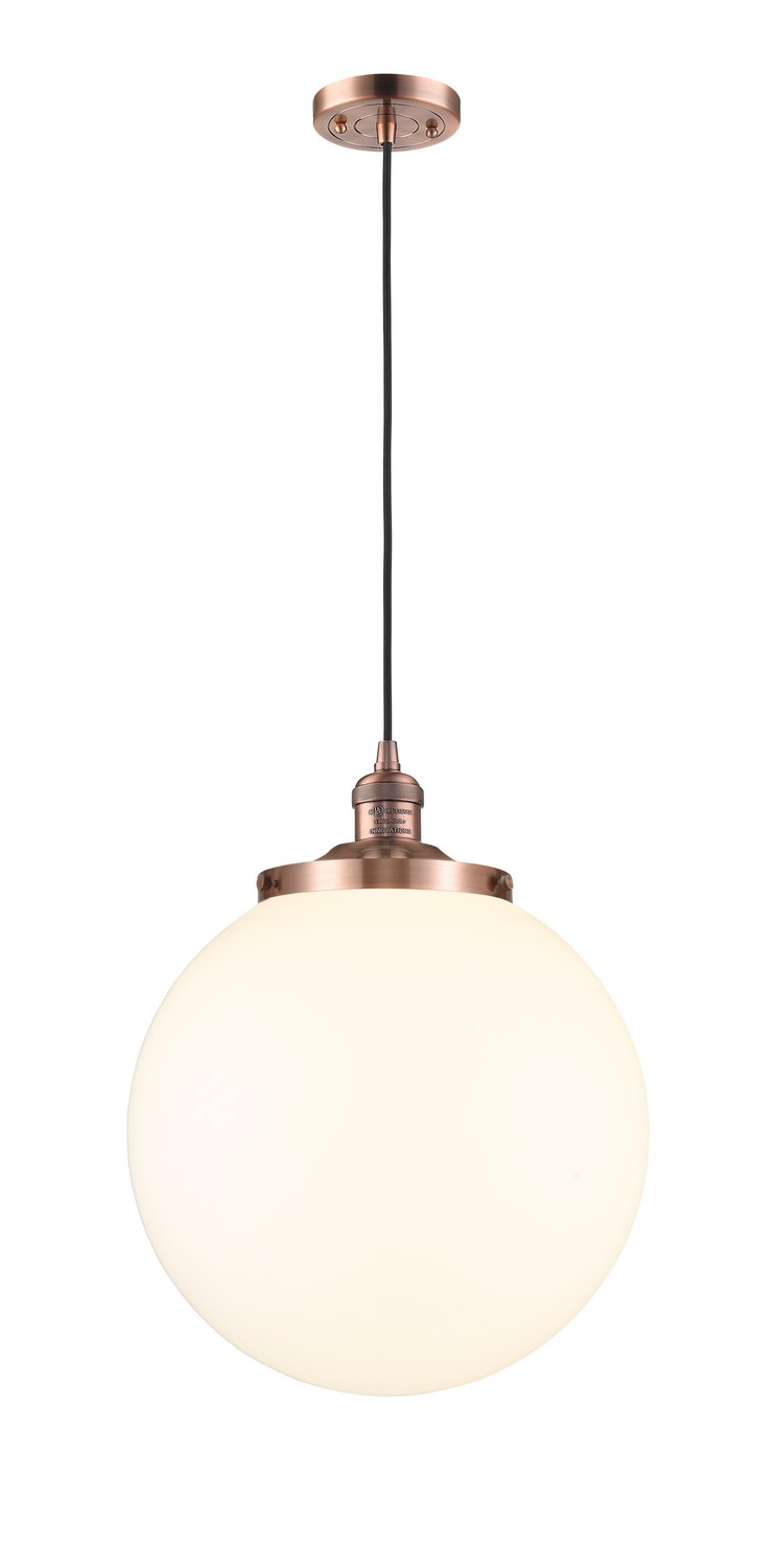 One Light Mini Pendant by Innovations - Franklin Restoration Collection, Antique Copper Finish - 201C-AC-G201-14
